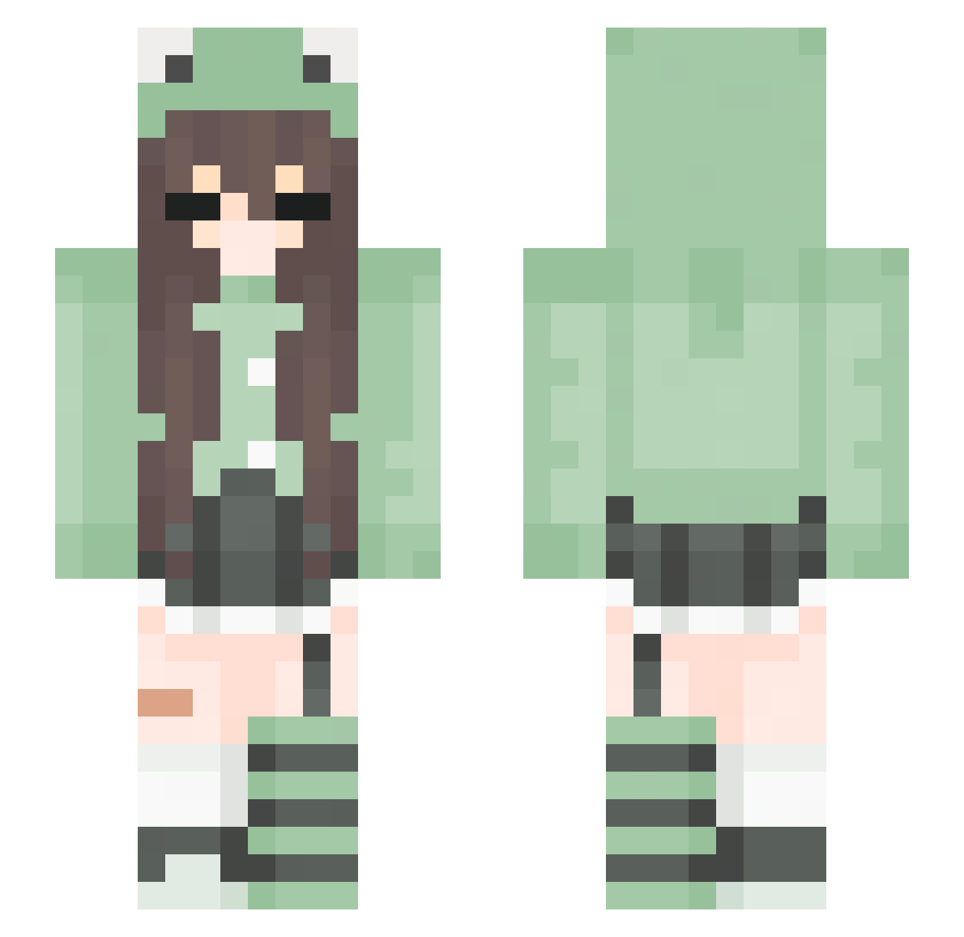 CupOBunnies Minecraft skin, front and back view