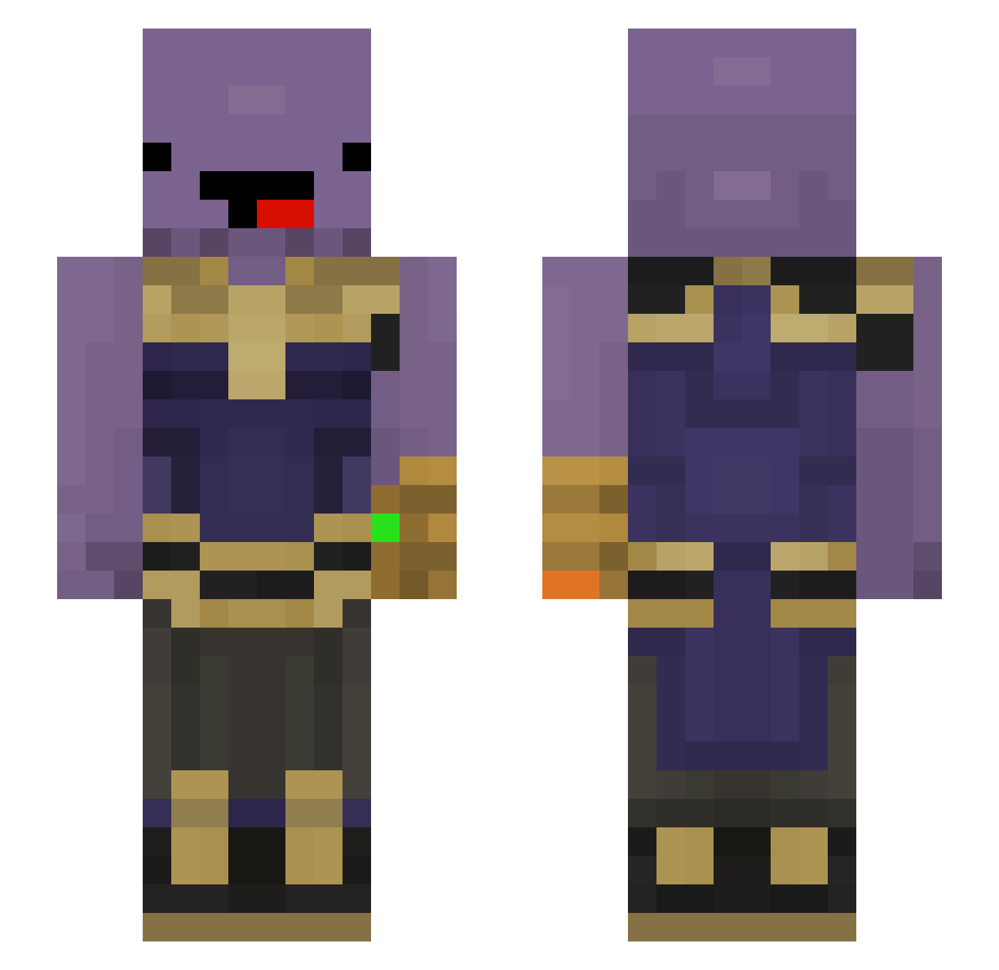 BrAiNv Minecraft skin, front and back view