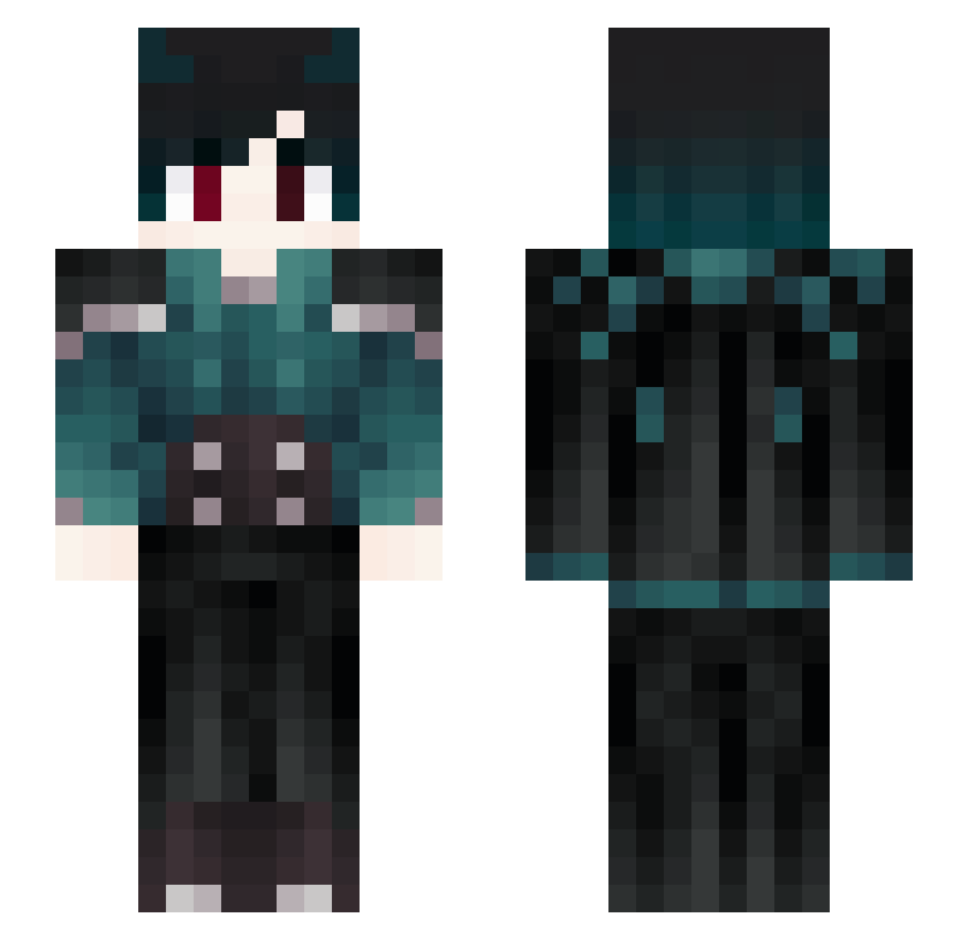 Grinfenix Minecraft skin, front and back view