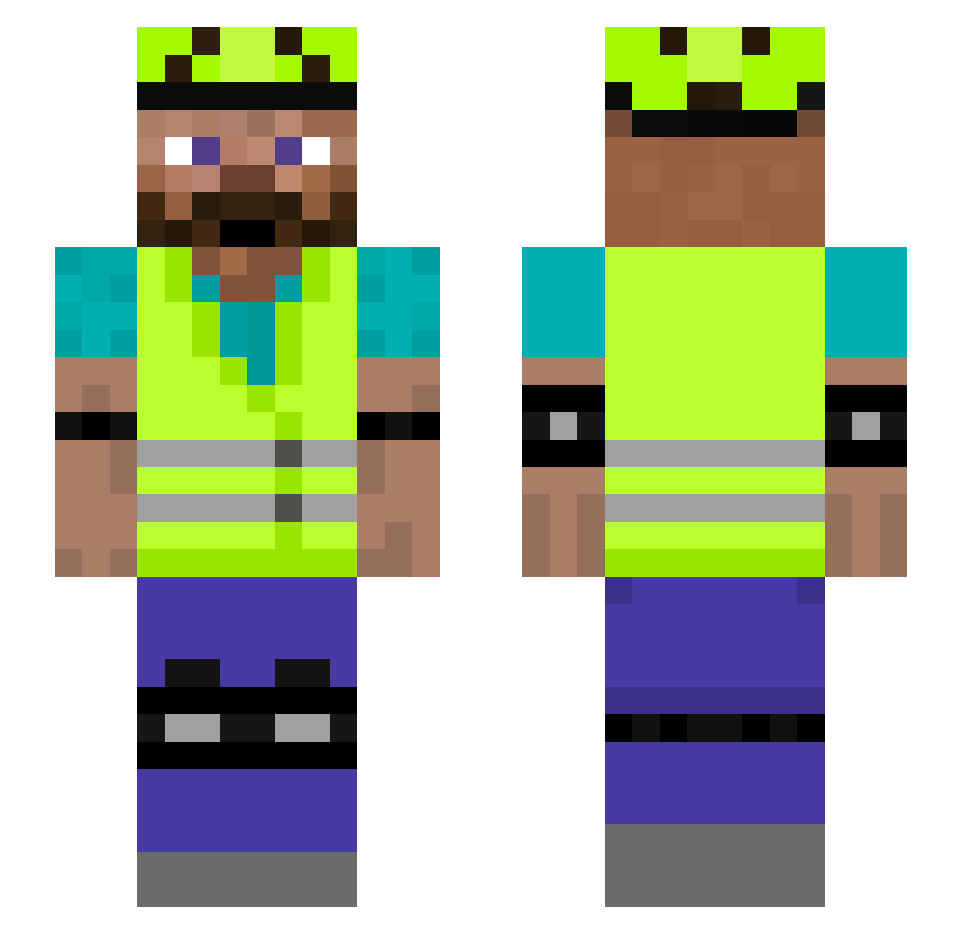 shruugg Minecraft skin, front and back view
