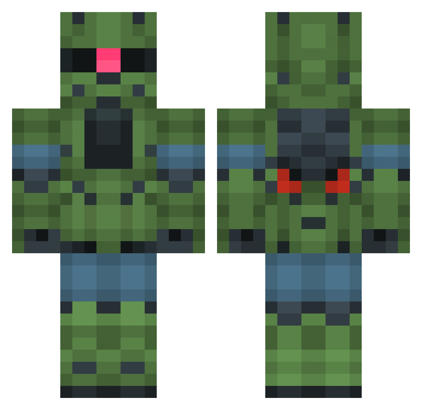 DeasUwU Minecraft skin, front and back view