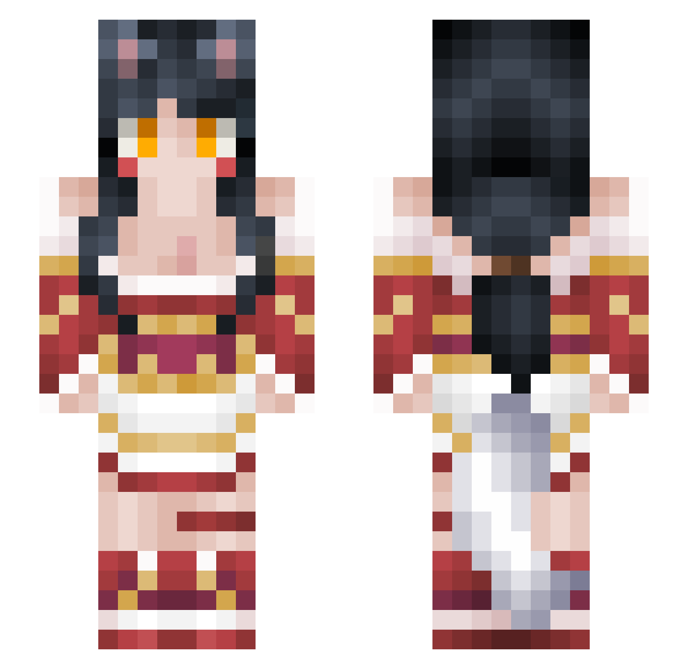 Coralyze Minecraft skin, front and back view