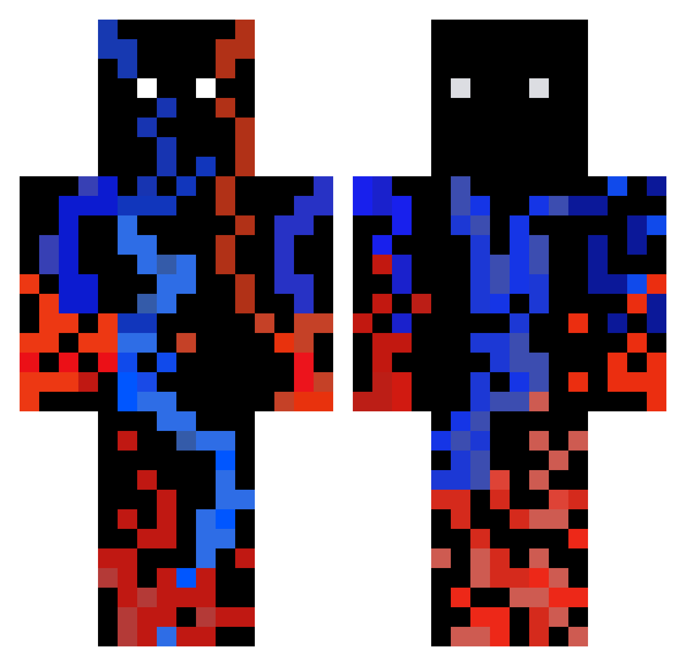 TimmyTheToe Minecraft skin, front and back view