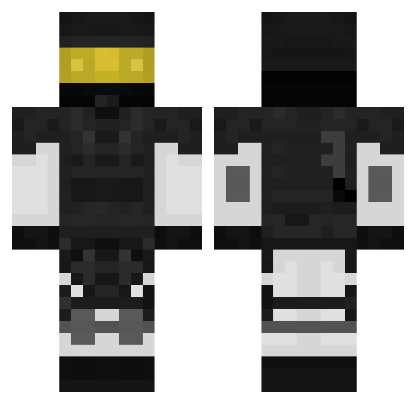 AtomicWorld Minecraft skin, front and back view