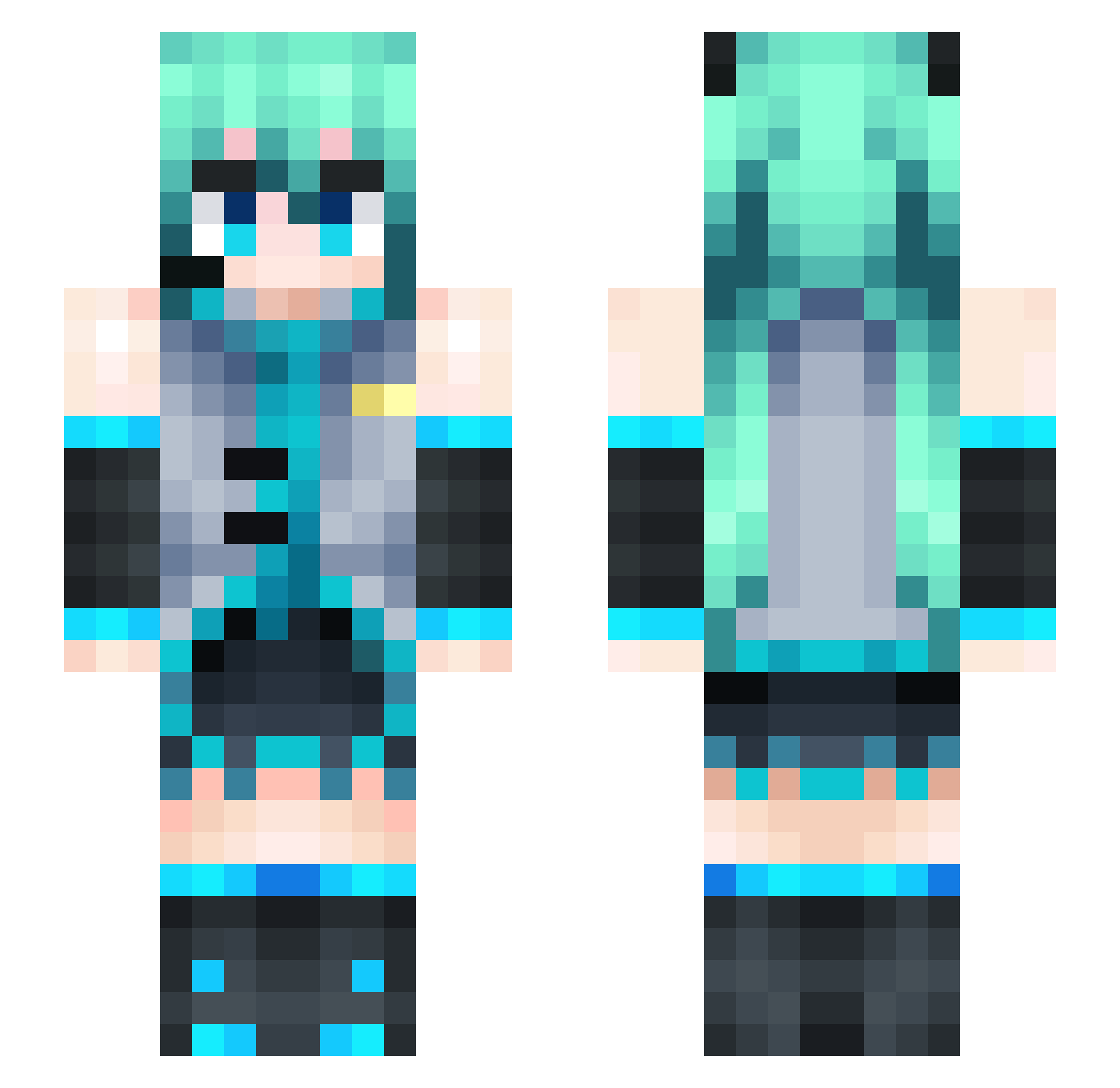 CommonlilaC Minecraft skin, front and back view