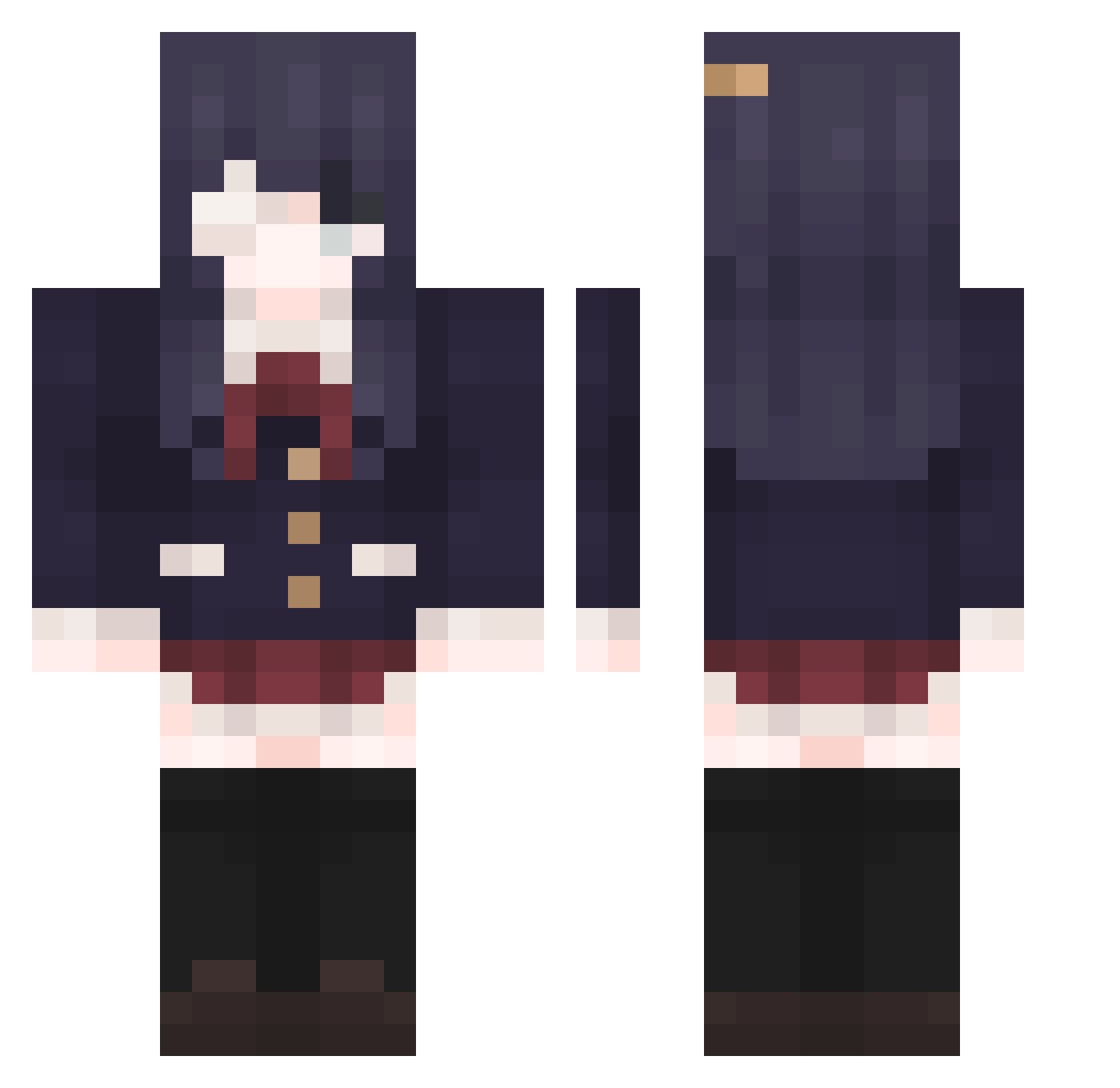 fywprime Minecraft skin, front and back view