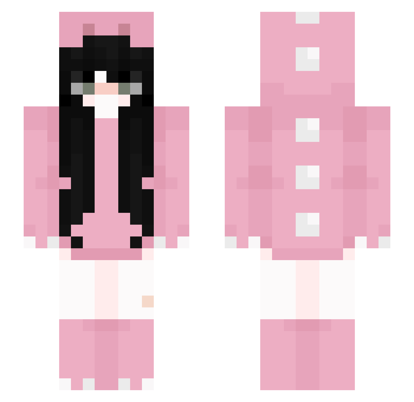 BlackCombita Minecraft skin, front and back view