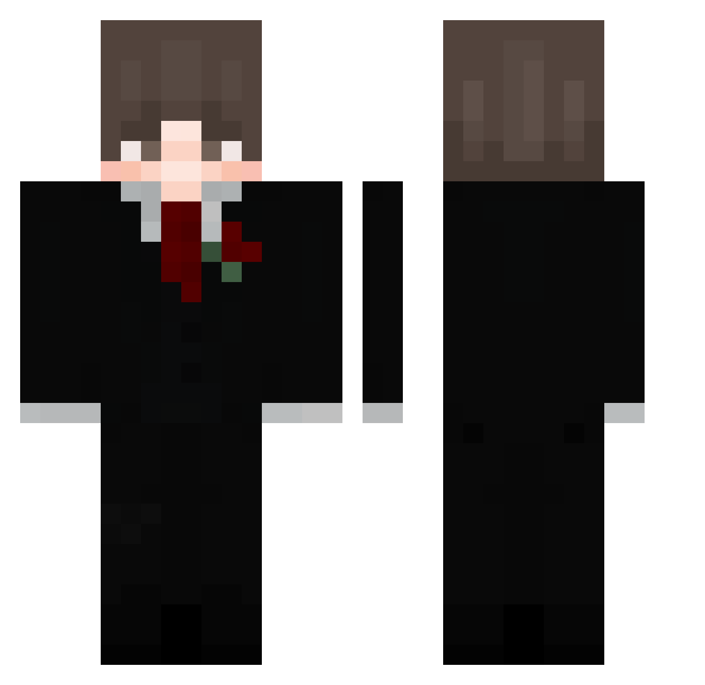 gore43 Minecraft skin, front and back view