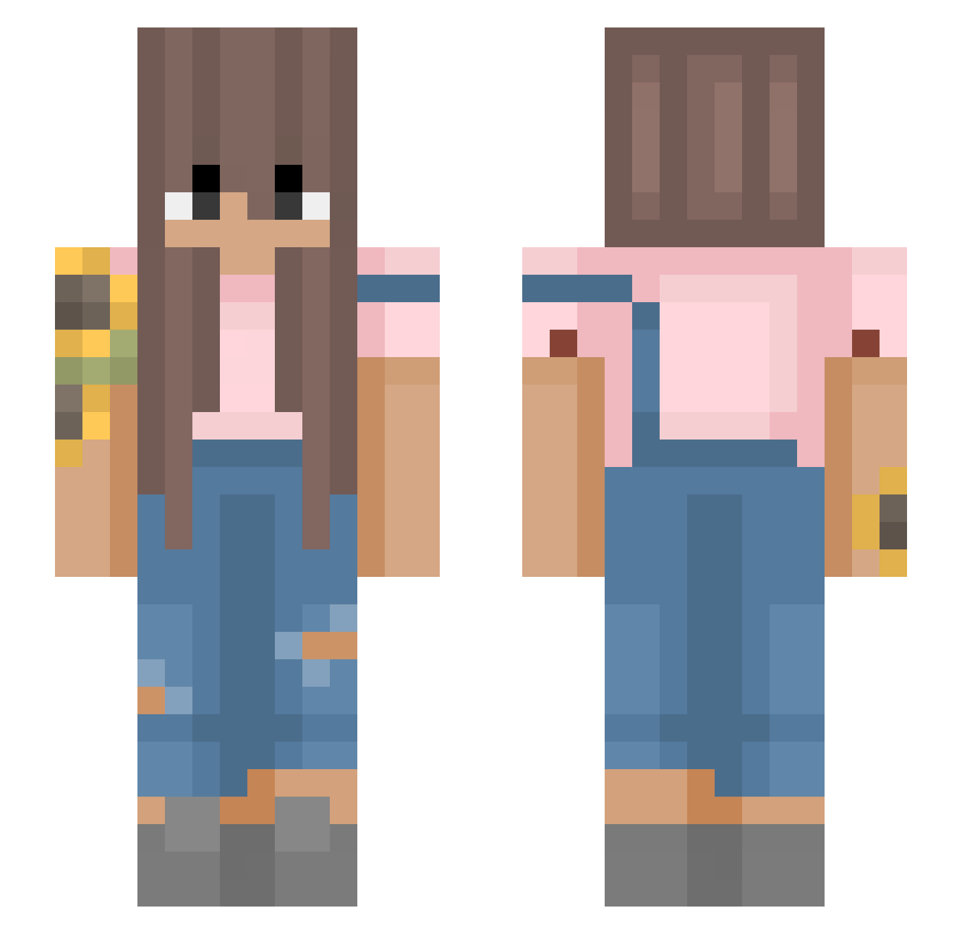 Pitruby Minecraft skin, front and back view