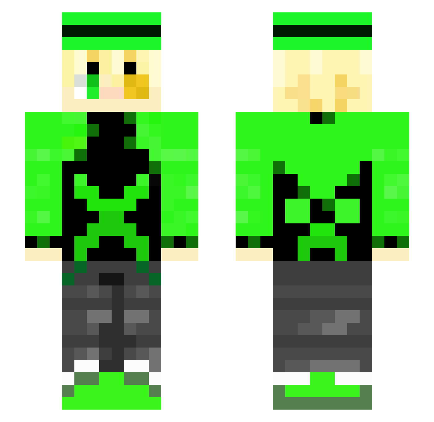 XOD_andGreg Minecraft skin, front and back view