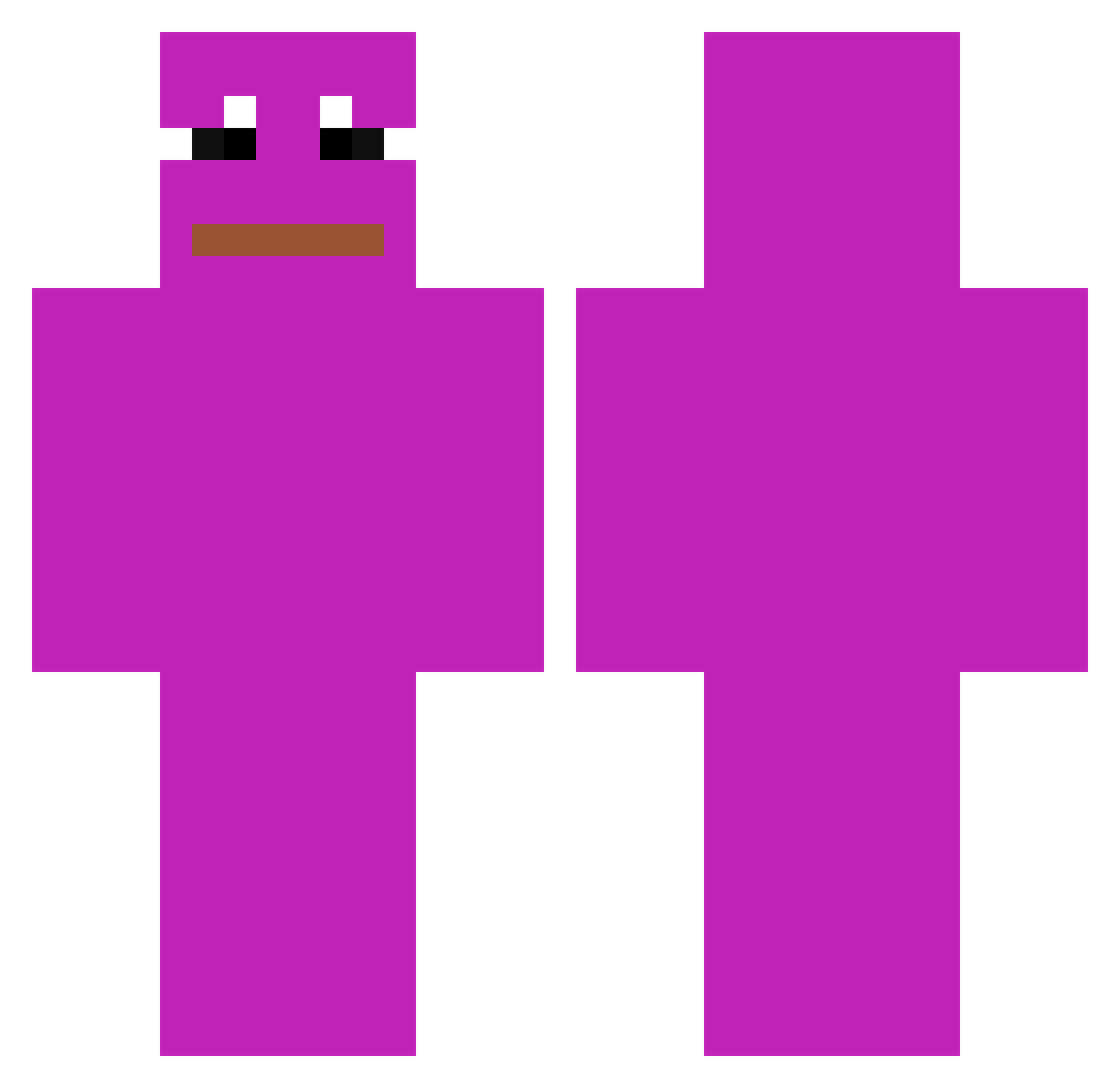 PreText Minecraft skin, front and back view