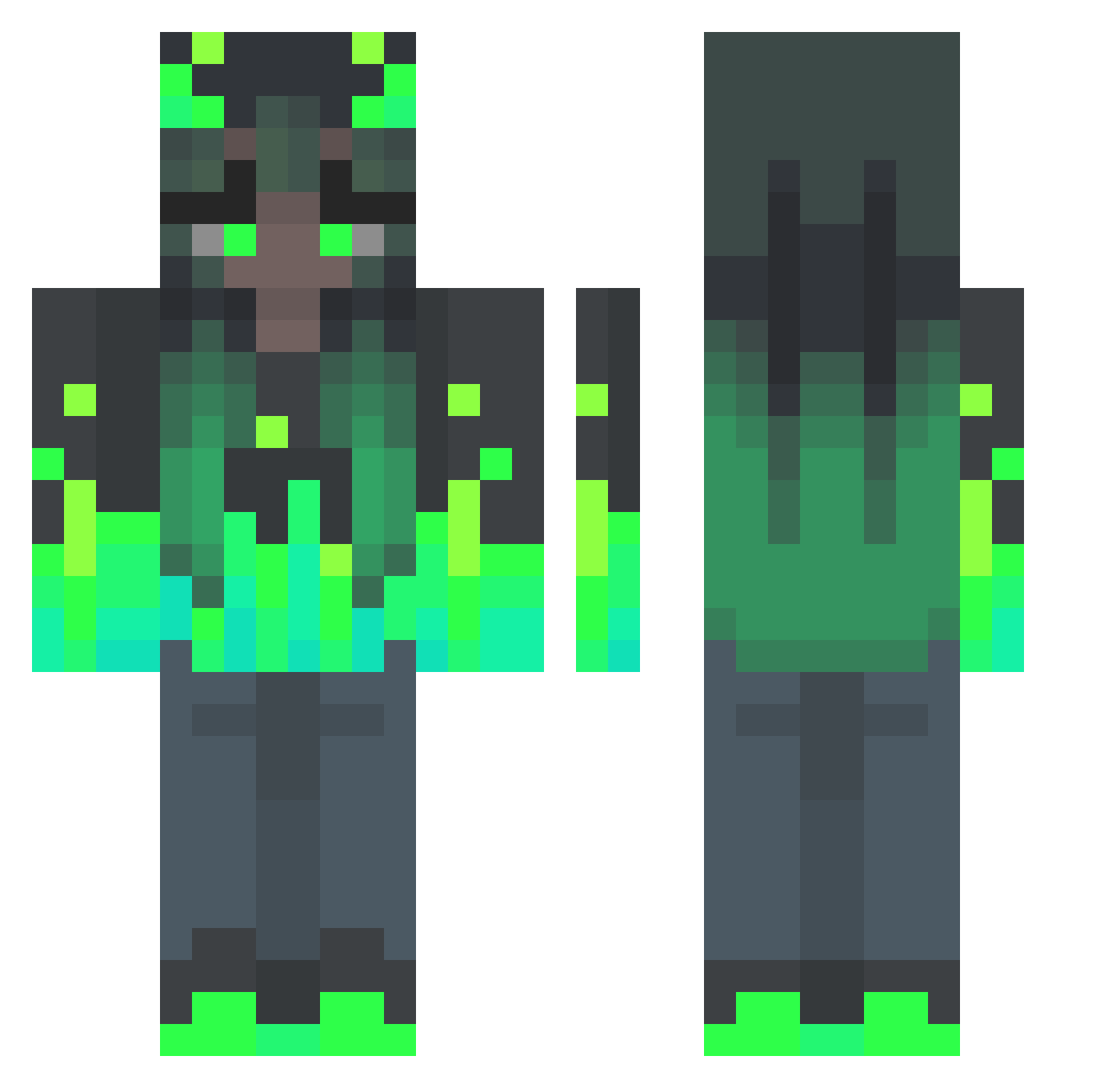 Stran Minecraft skin, front and back view