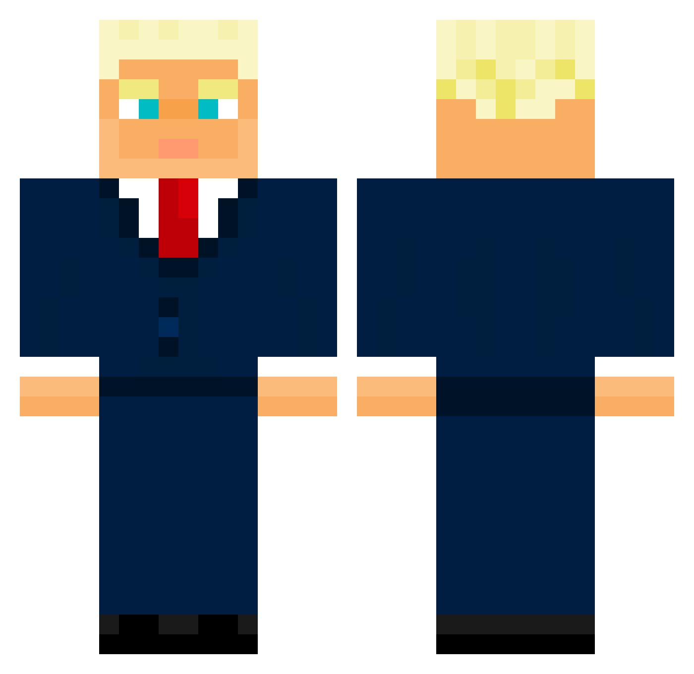 interpretable Minecraft skin, front and back view