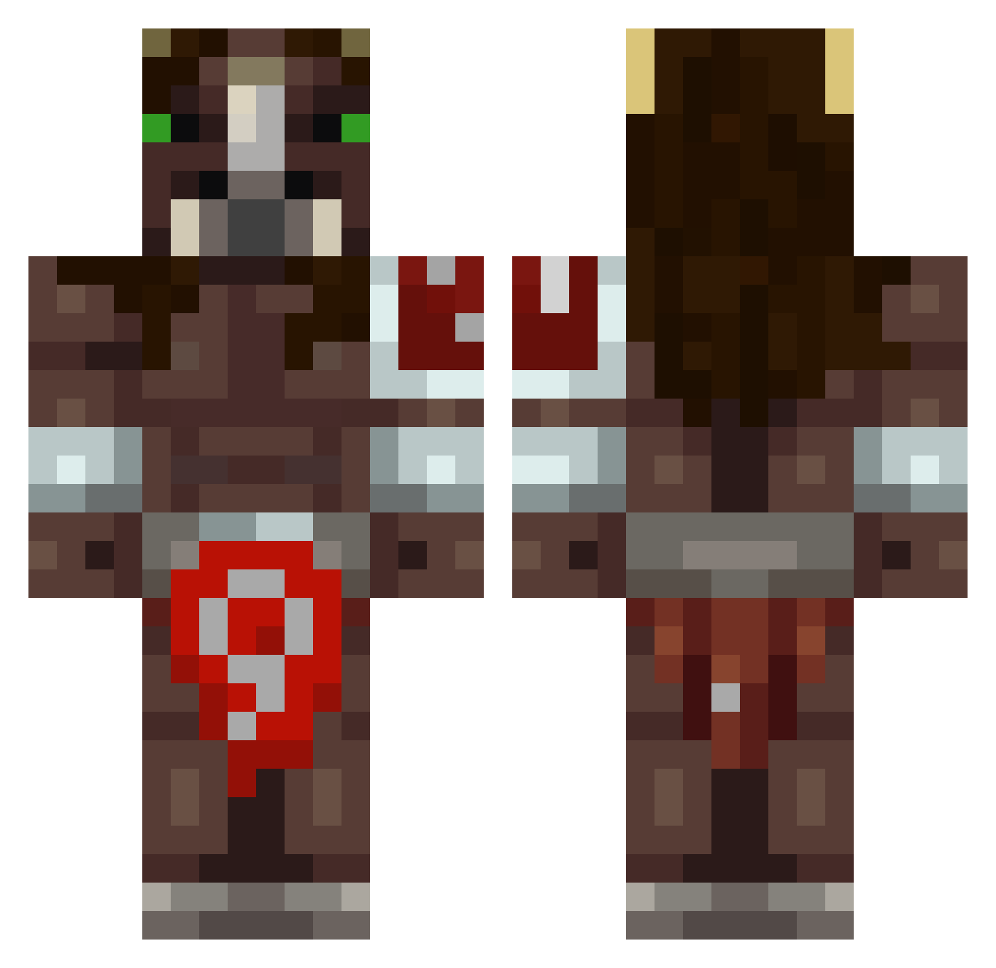 StrangeShaman Minecraft skin, front and back view