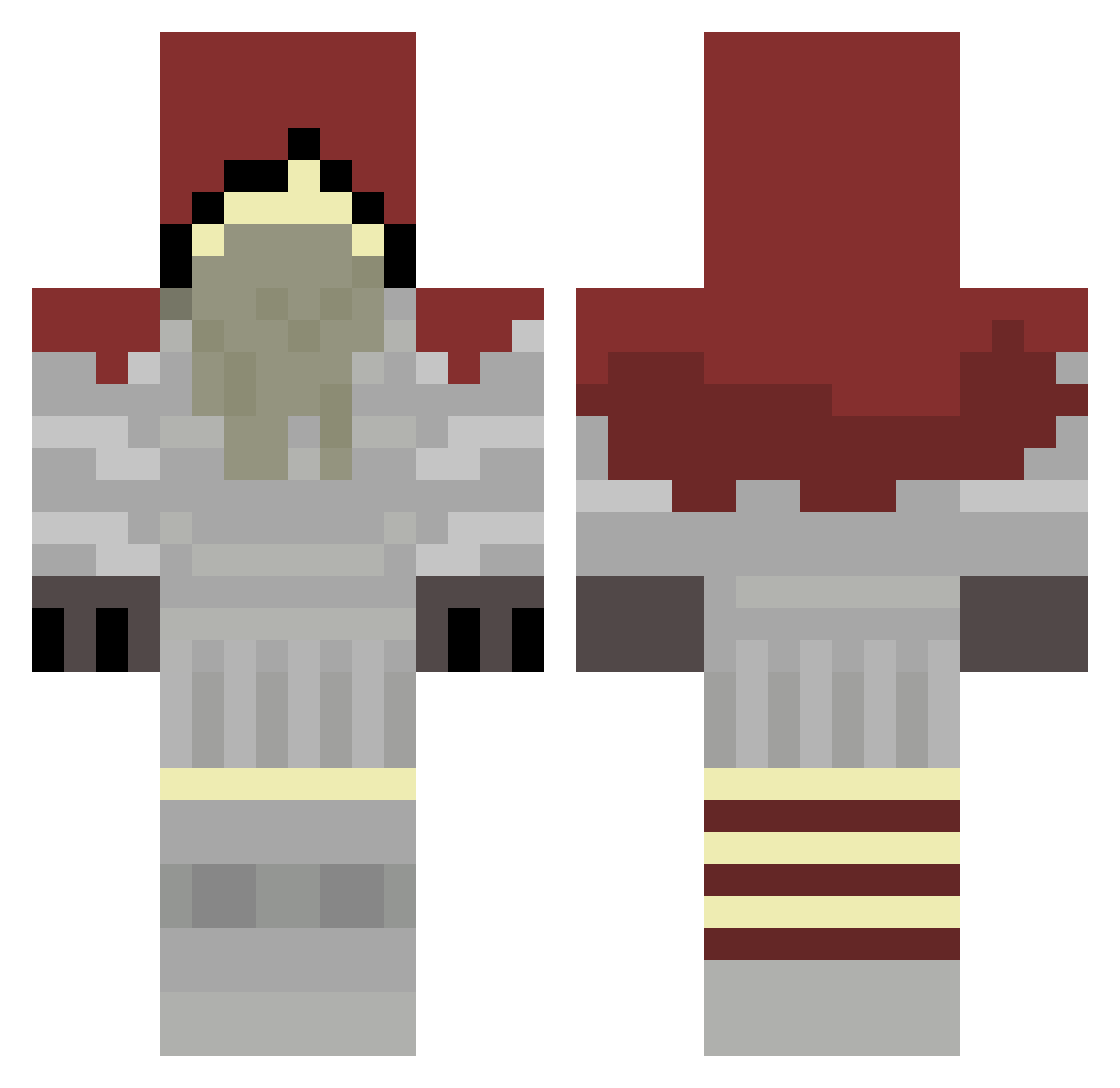Tiatekk Minecraft skin, front and back view