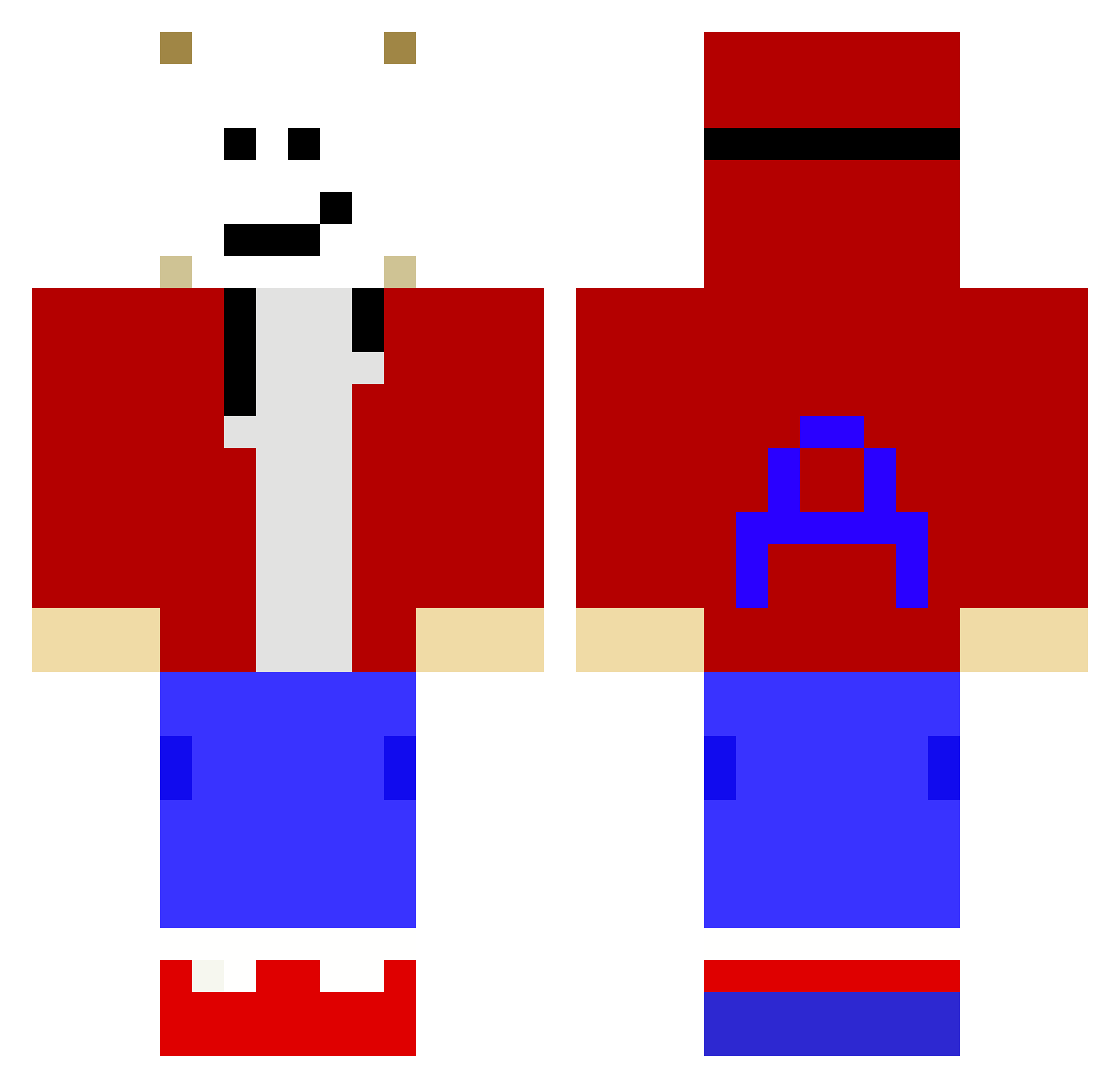 Aplo25 Minecraft skin, front and back view