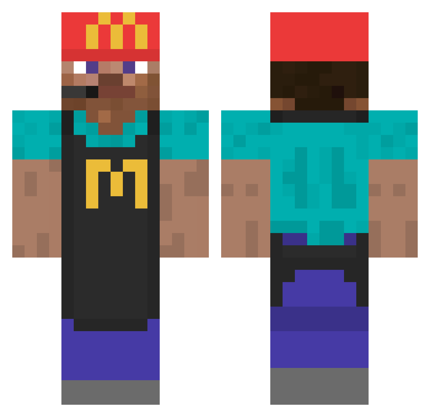 ZZeams Minecraft skin, front and back view