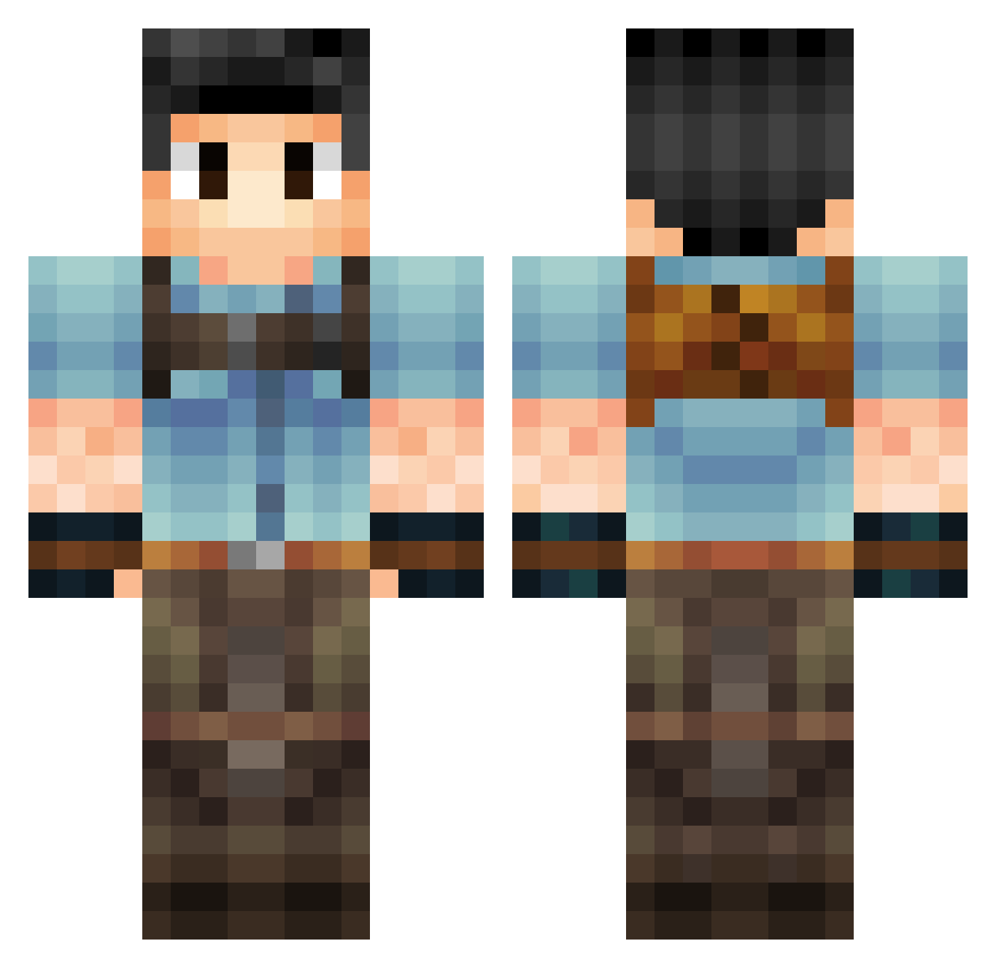 Melxhi Minecraft skin, front and back view
