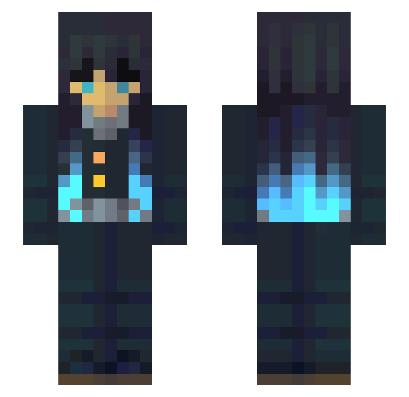 GoldenWolfie19 Minecraft skin, front and back view