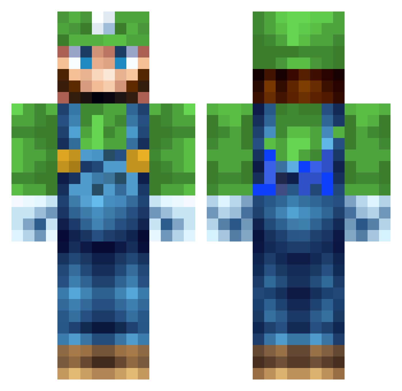 Dabbed Minecraft skin, front and back view