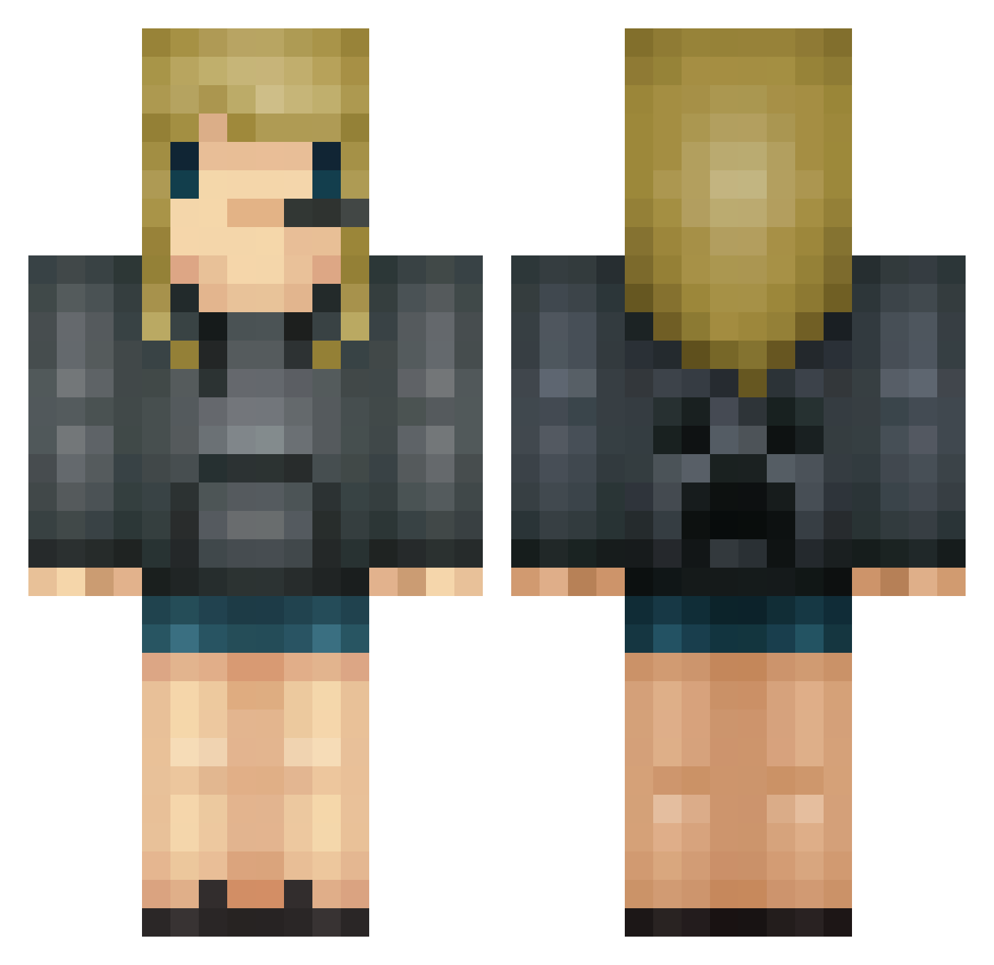 Attack Minecraft skin, front and back view