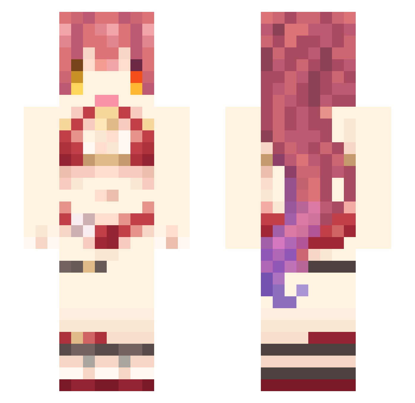 Dancetty Minecraft skin, front and back view