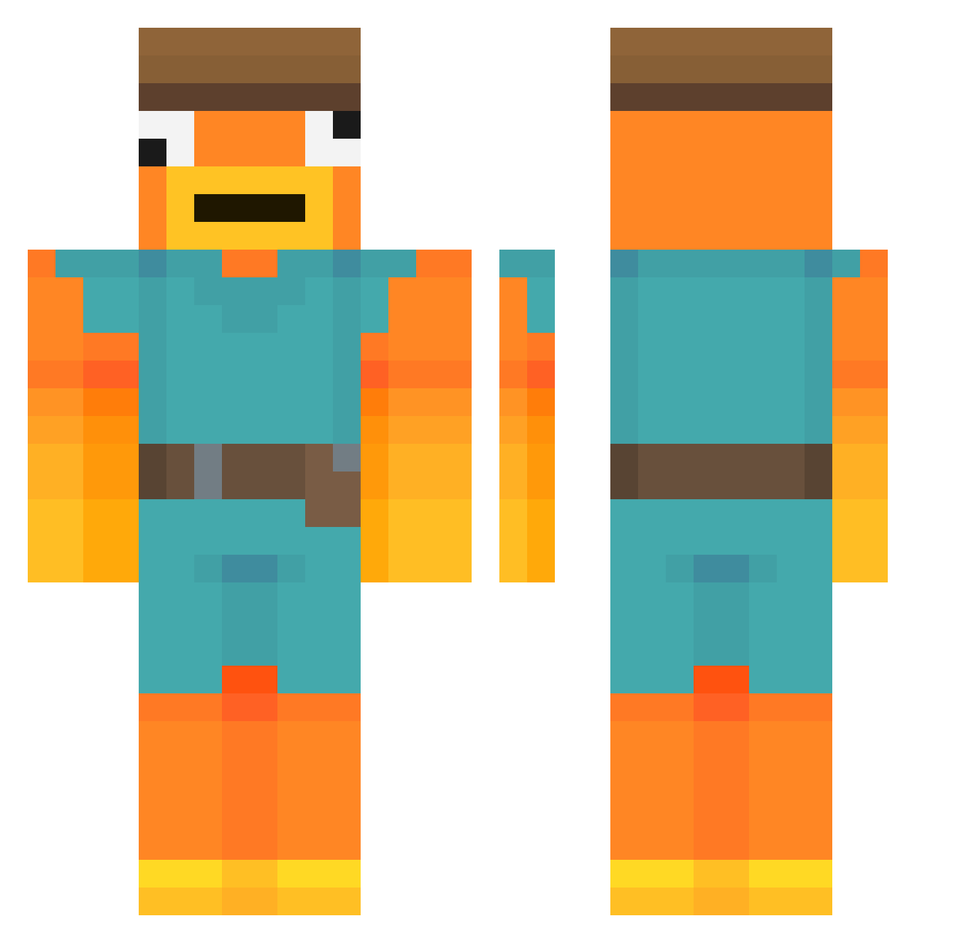technicalfish Minecraft skin, front and back view