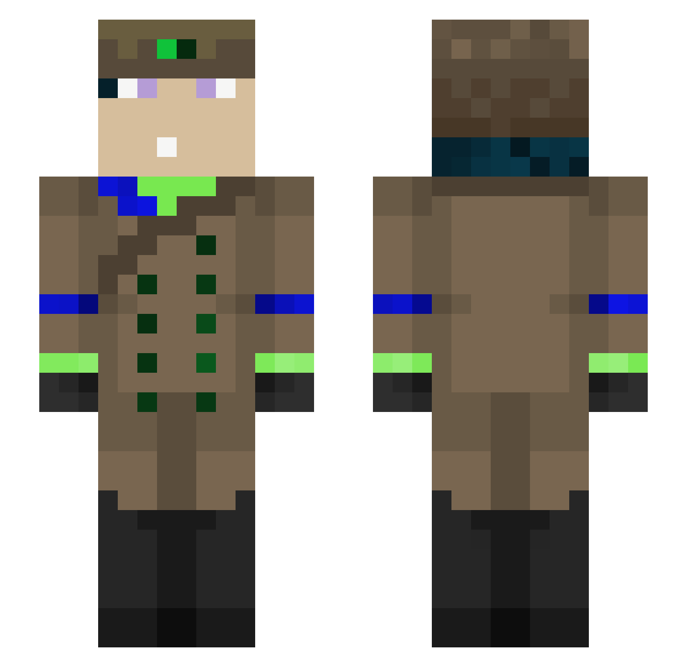 RAFAK8 Minecraft skin, front and back view