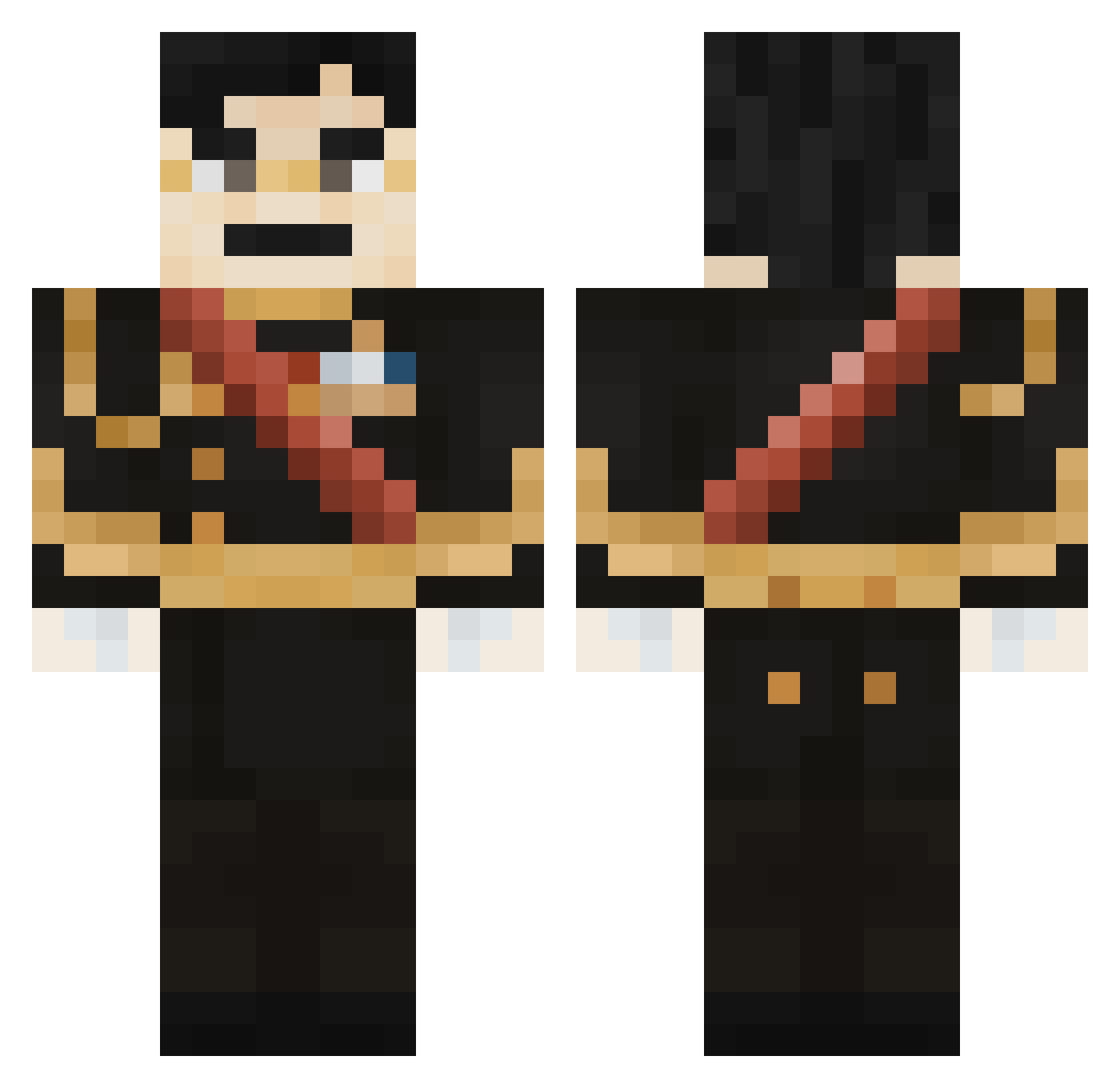 Easym001 Minecraft skin, front and back view