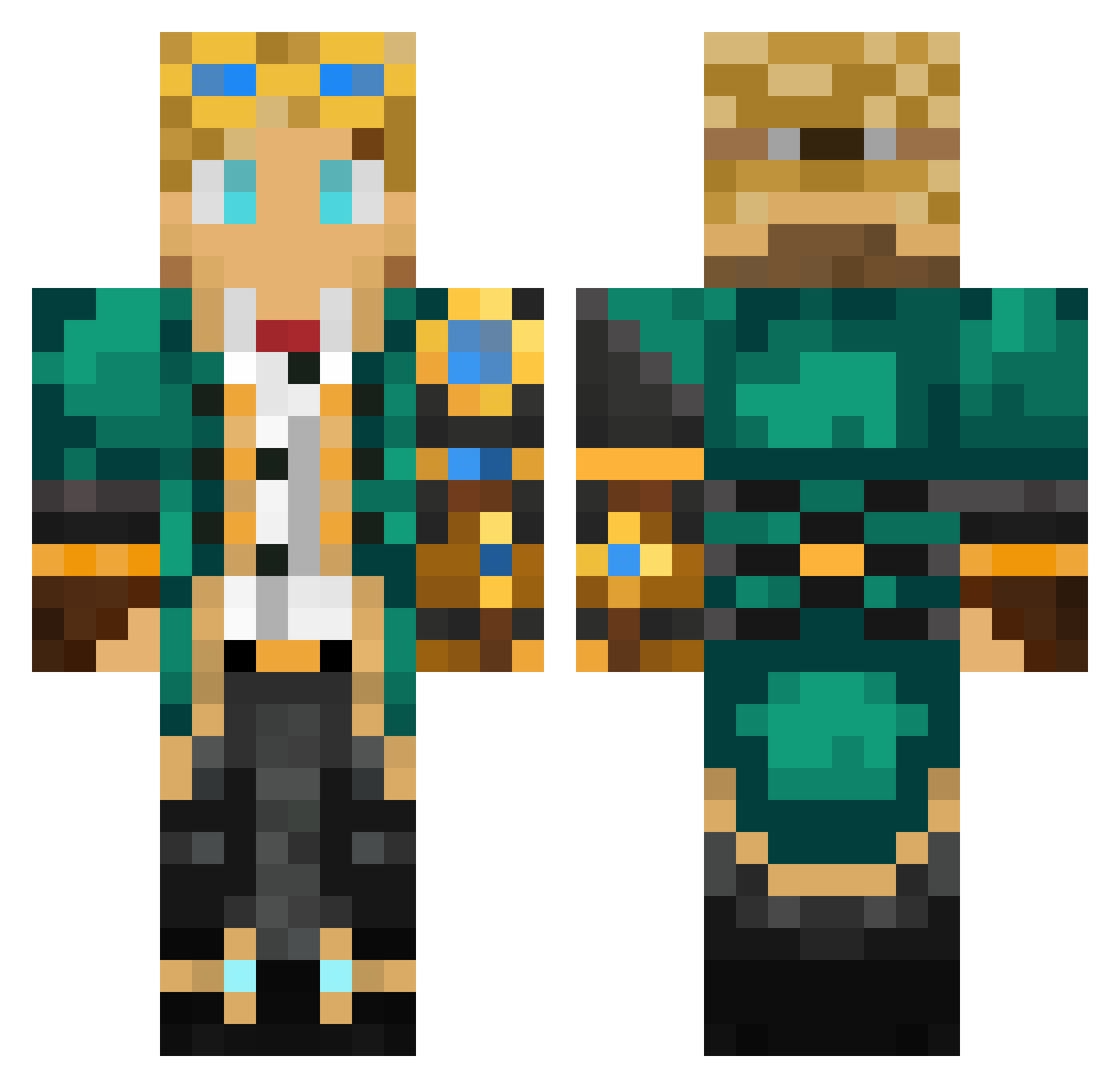 Zphyrz Minecraft skin, front and back view