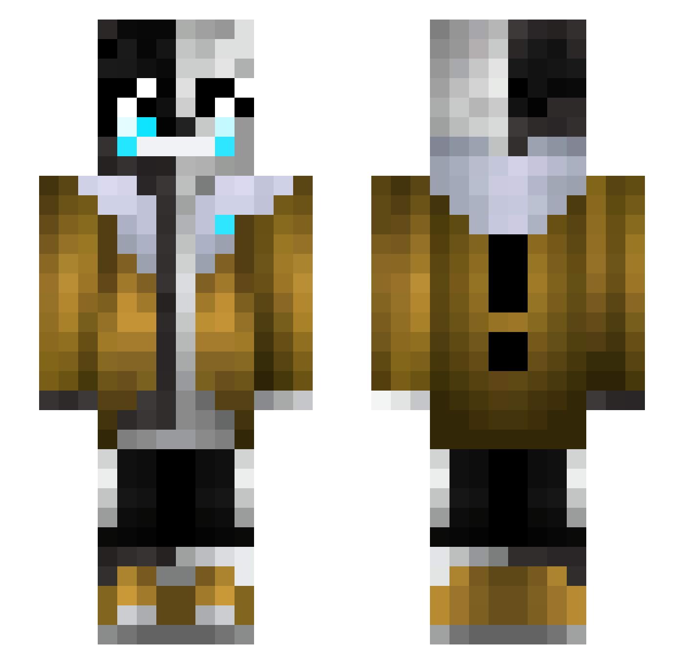 SkelliChan Minecraft skin, front and back view