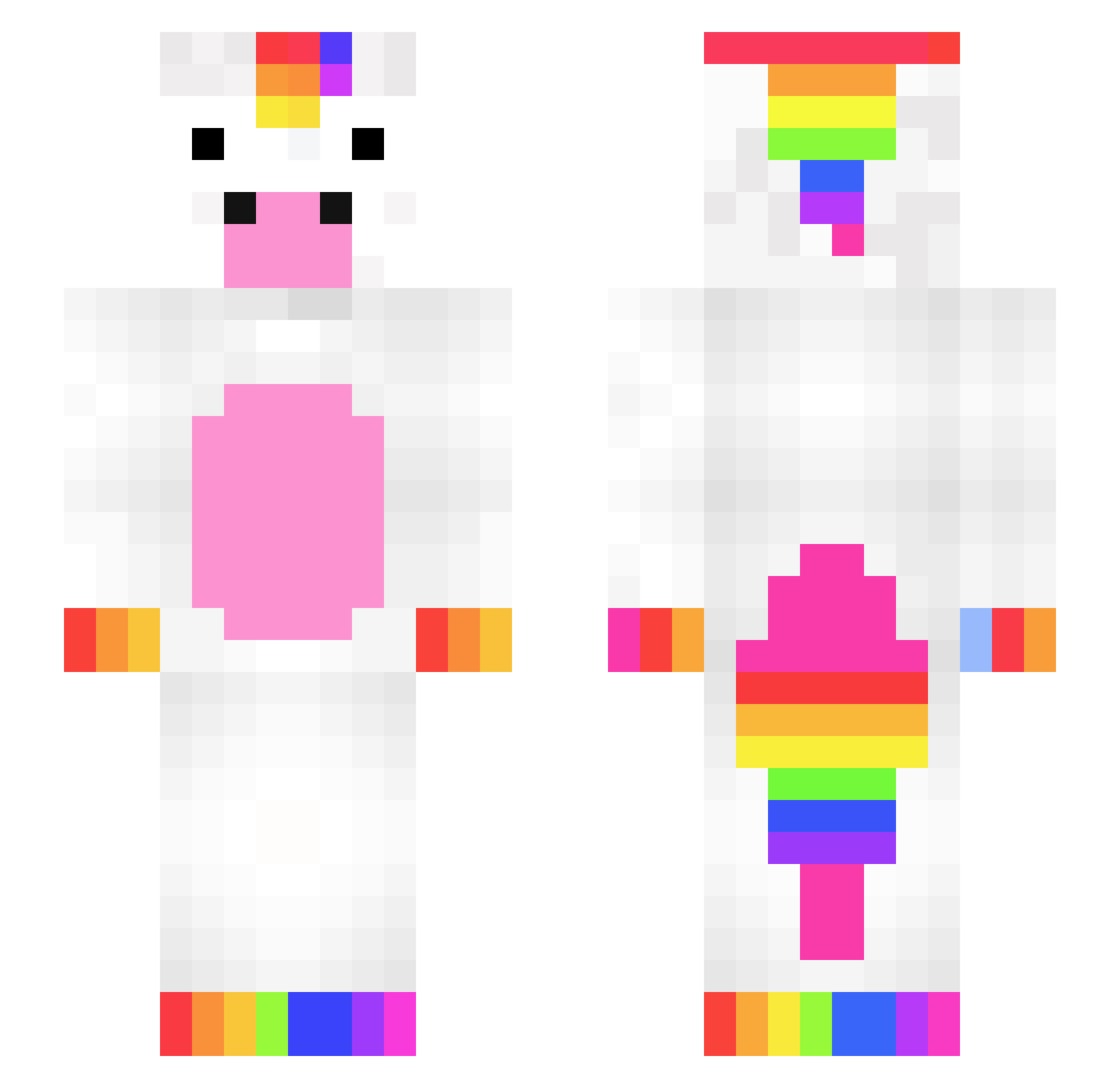 UnicornFabio Minecraft skin, front and back view