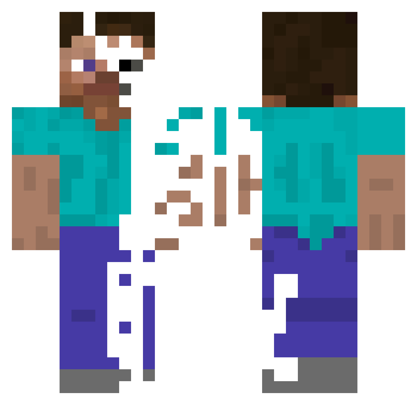 FantaBlueberryX Minecraft skin, front and back view