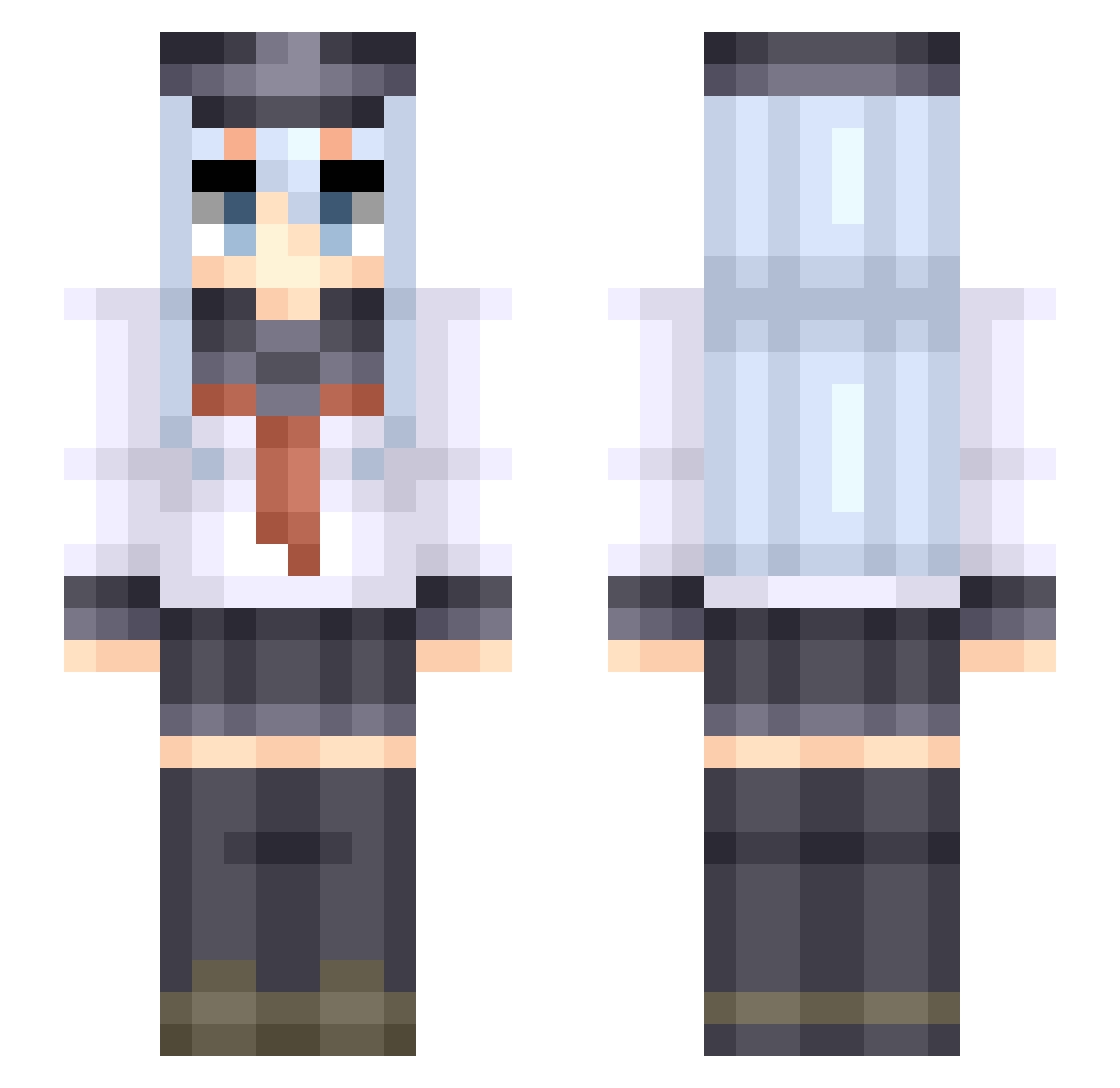 Angstroom Minecraft skin, front and back view