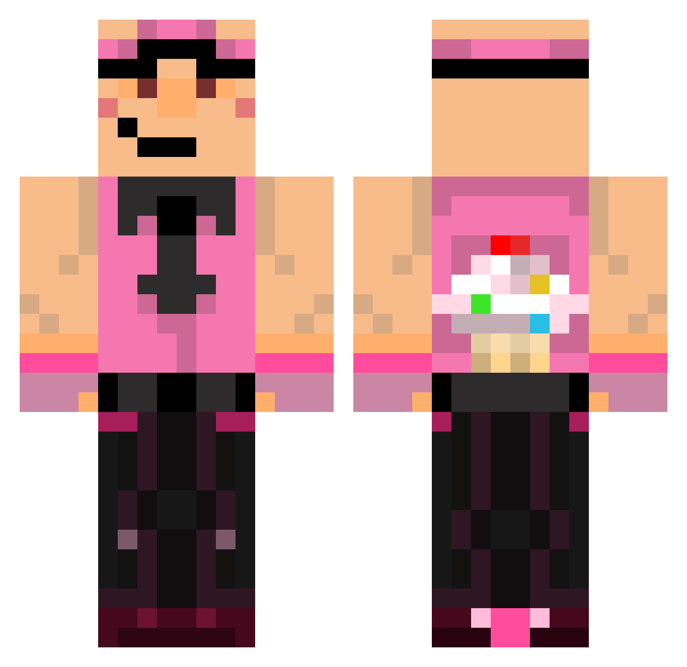 ZaptedU Minecraft skin, front and back view