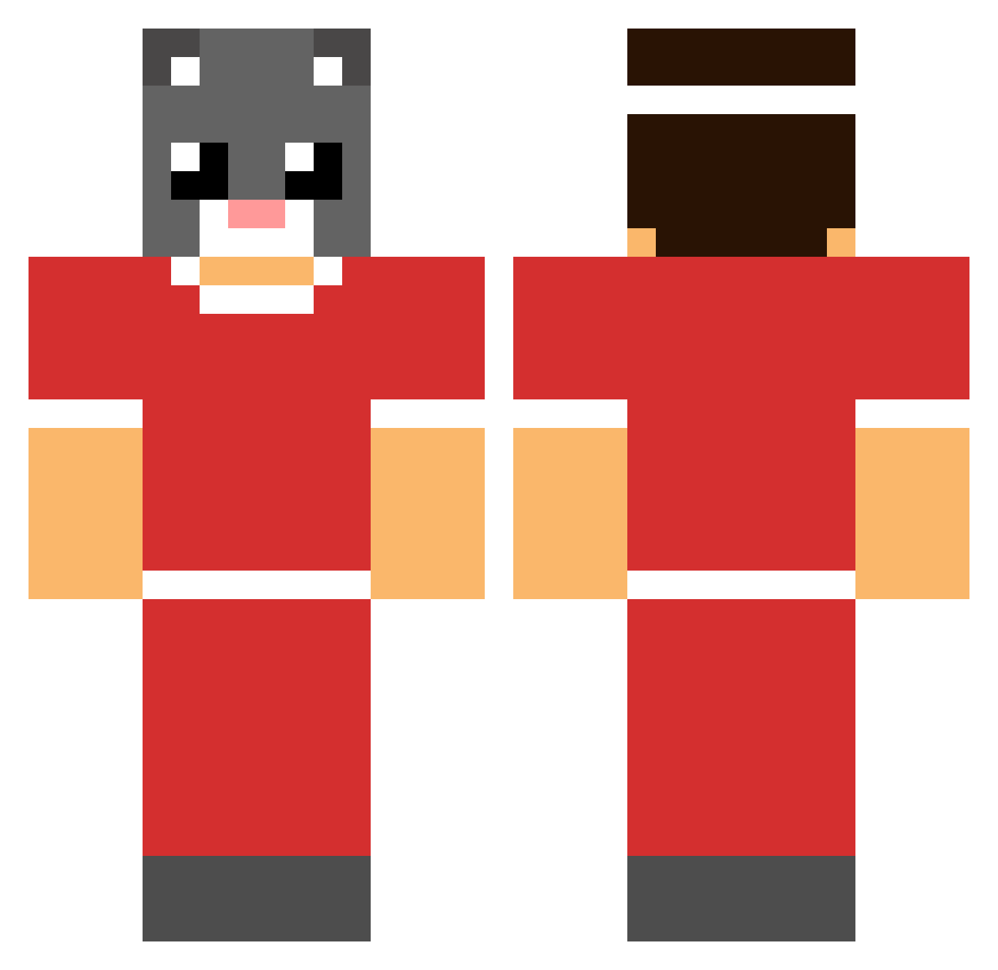 Frothing Minecraft skin, front and back view