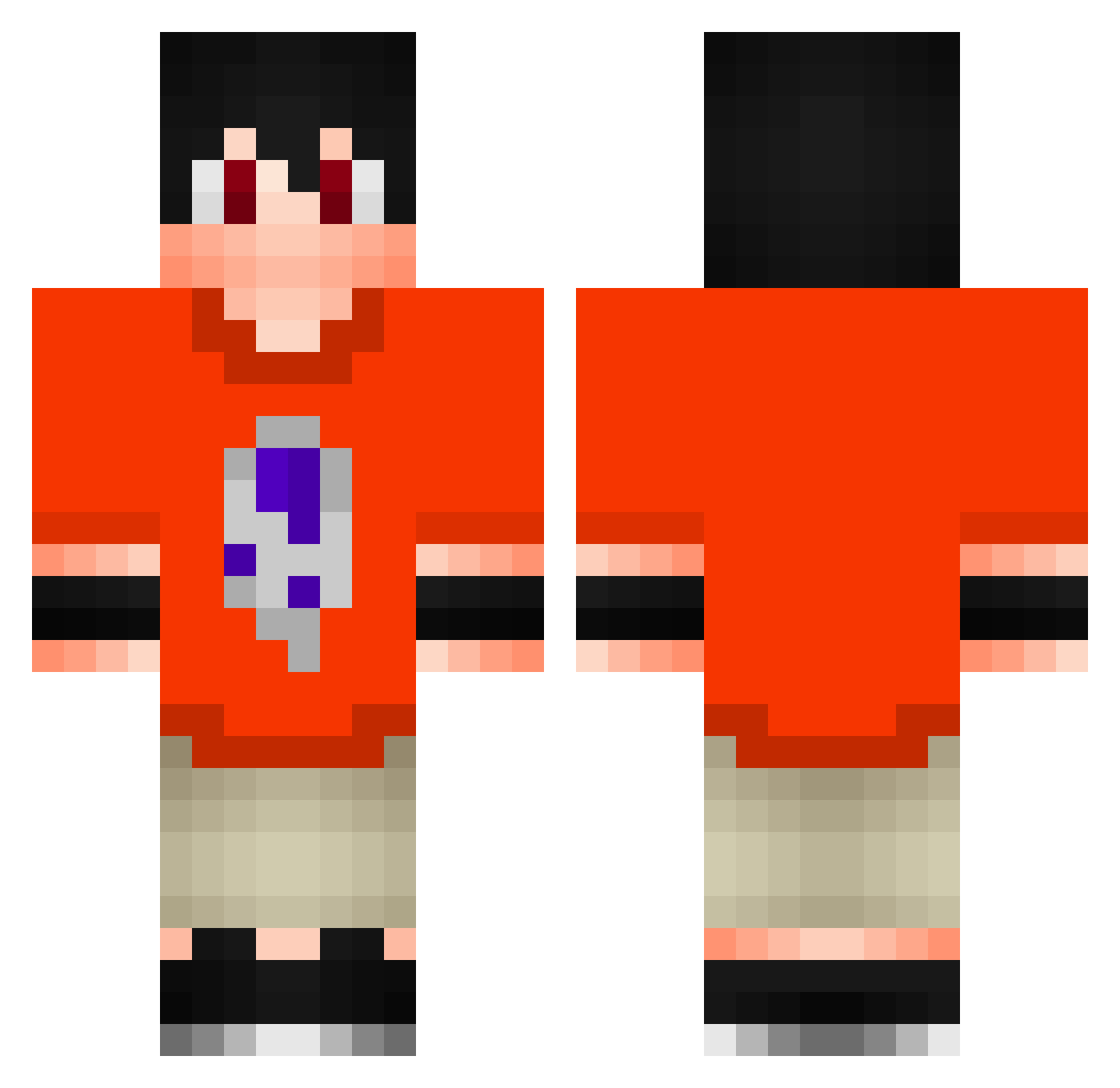 Voidie Minecraft skin, front and back view