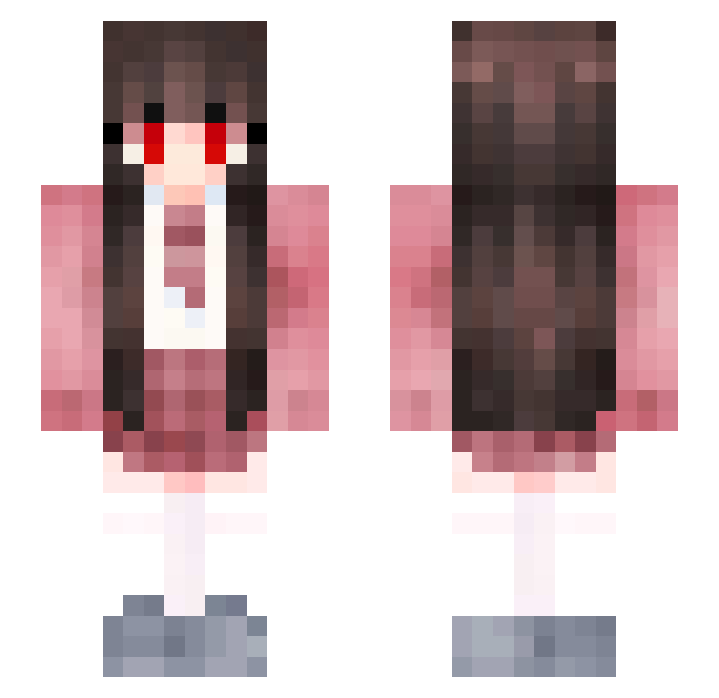 xLiiz Minecraft skin, front and back view