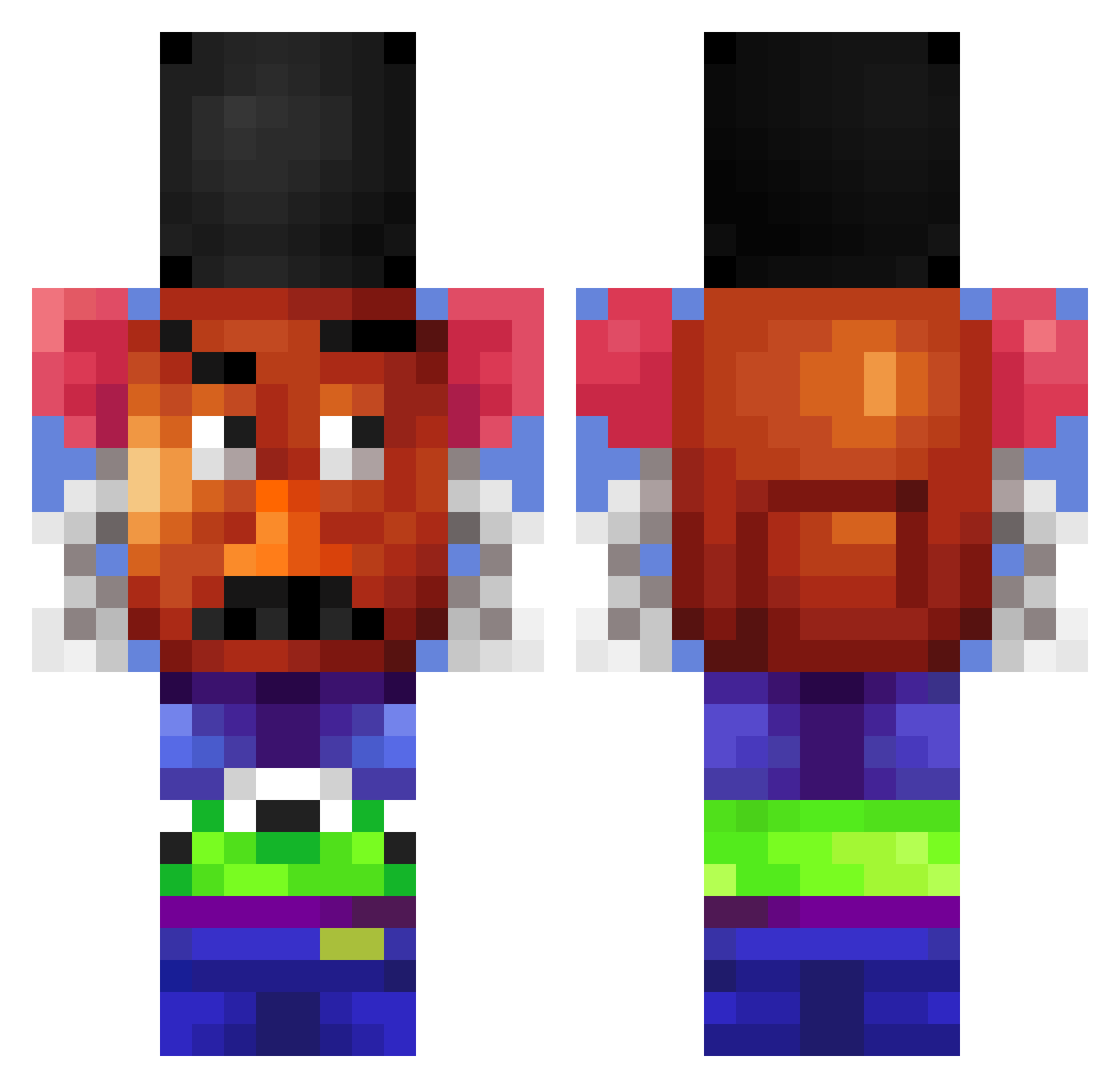 PenaldoPiedPlat Minecraft skin, front and back view