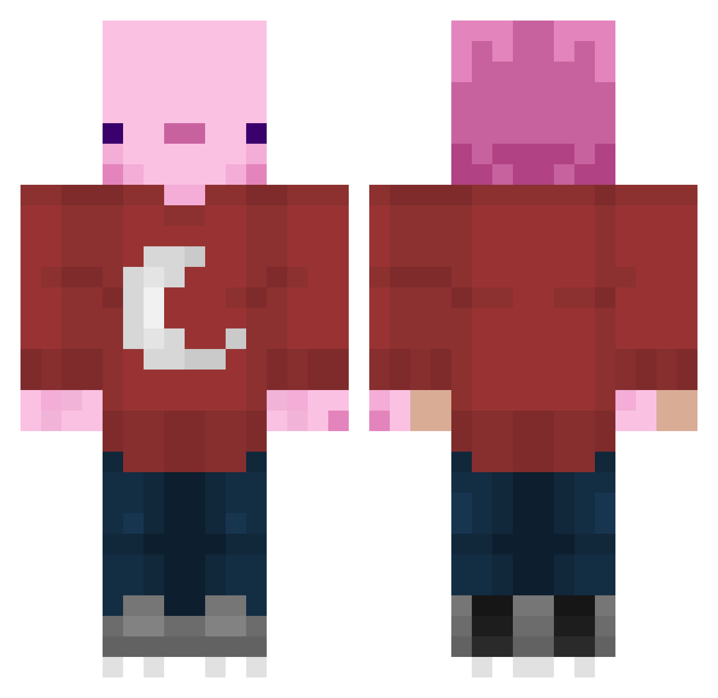 SamWard10 Minecraft skin, front and back view