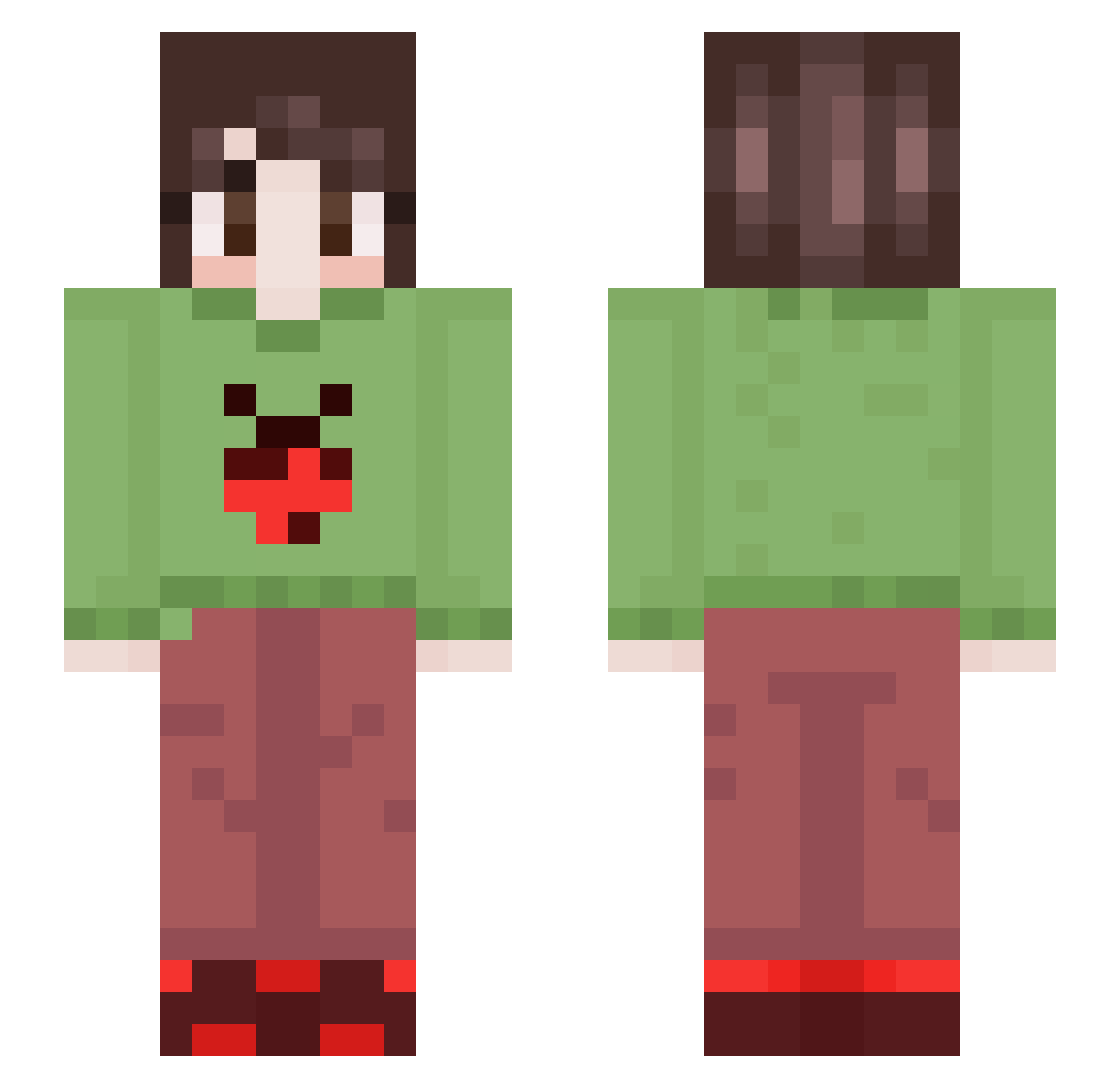 spopken Minecraft skin, front and back view