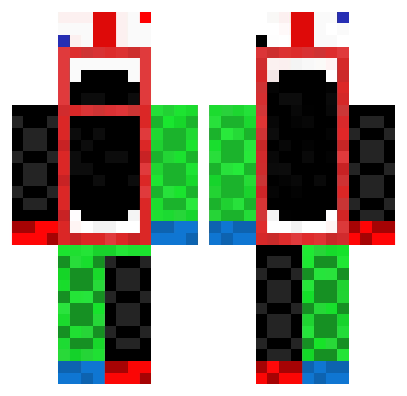 Retracts Minecraft skin, front and back view