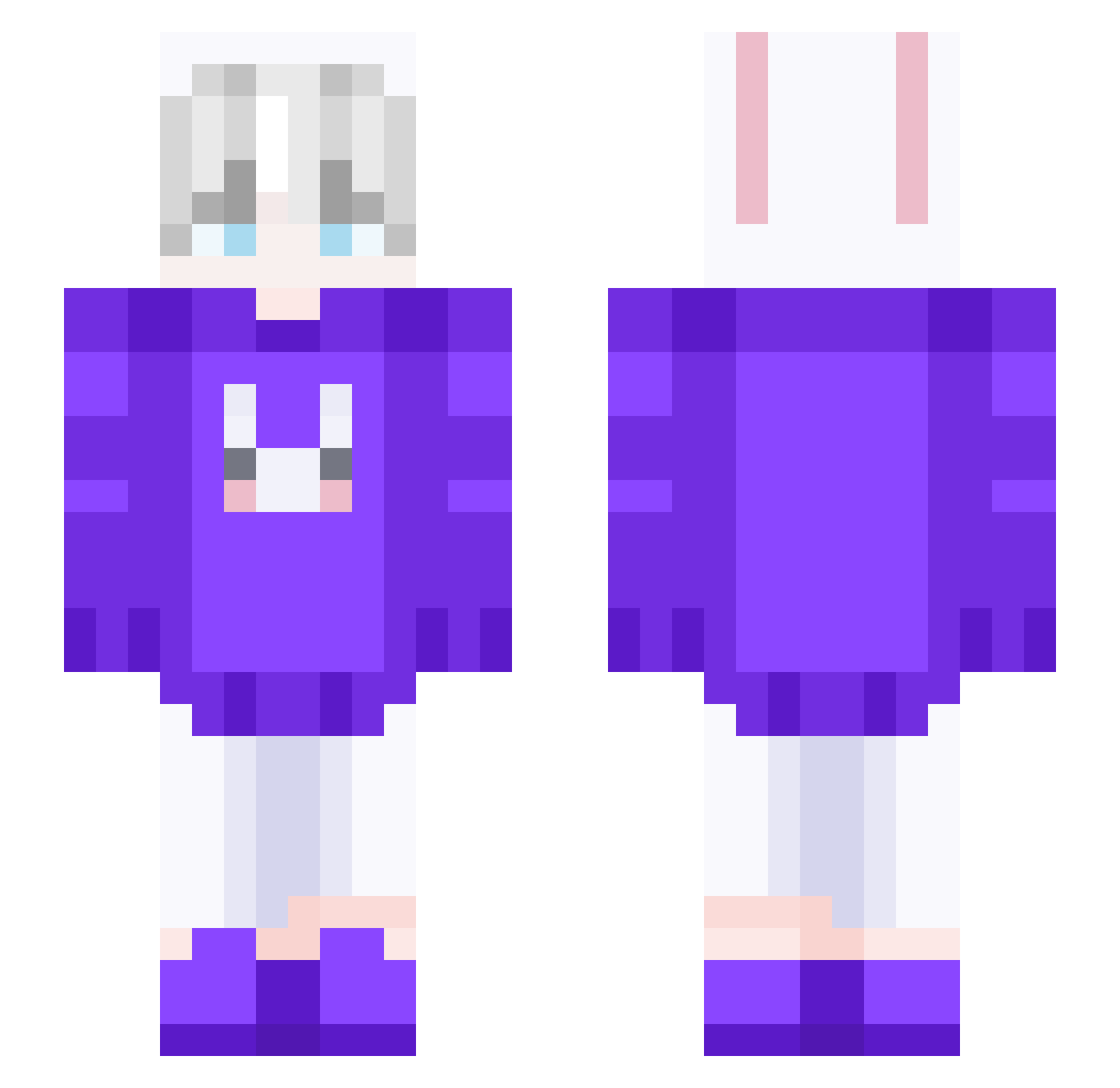 Why0Me Minecraft skin, front and back view