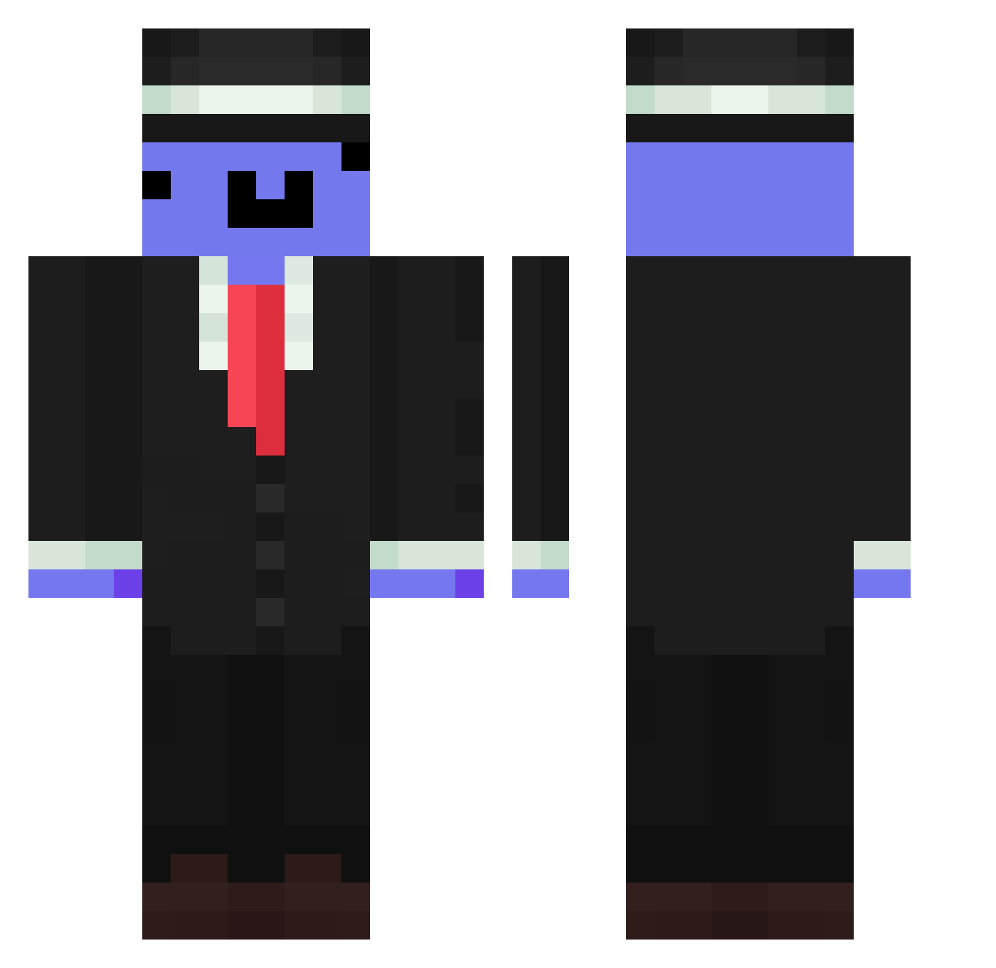 ItsLucVoidx Minecraft skin, front and back view