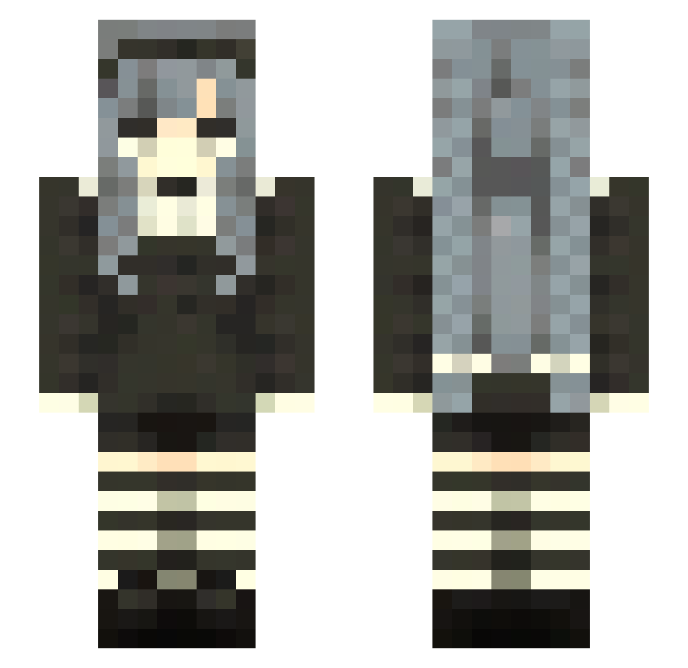 kmzb Minecraft skin, front and back view