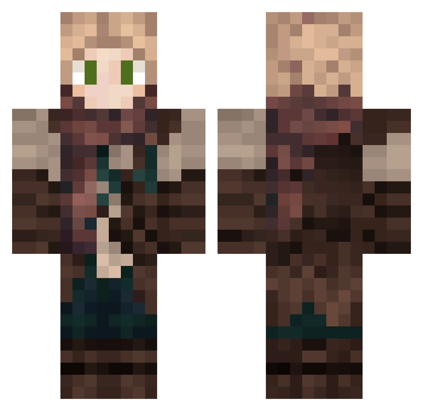 tudoran Minecraft skin, front and back view