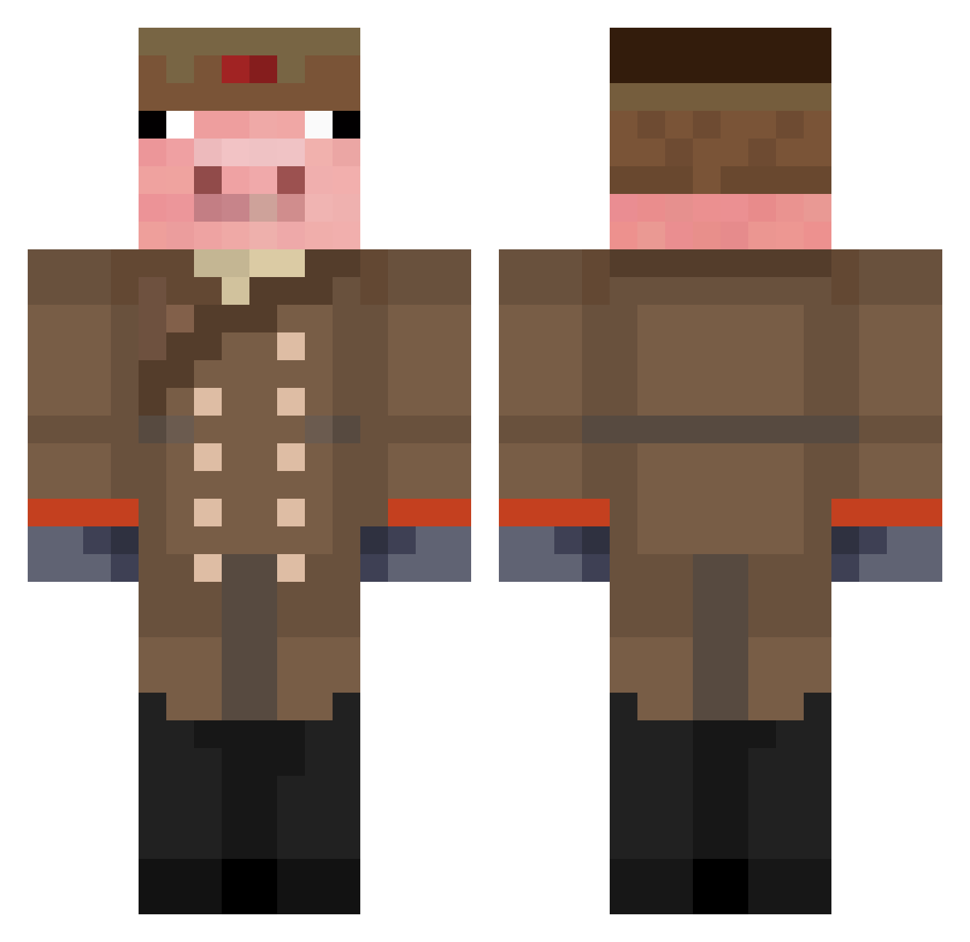 Benny8v Minecraft skin, front and back view