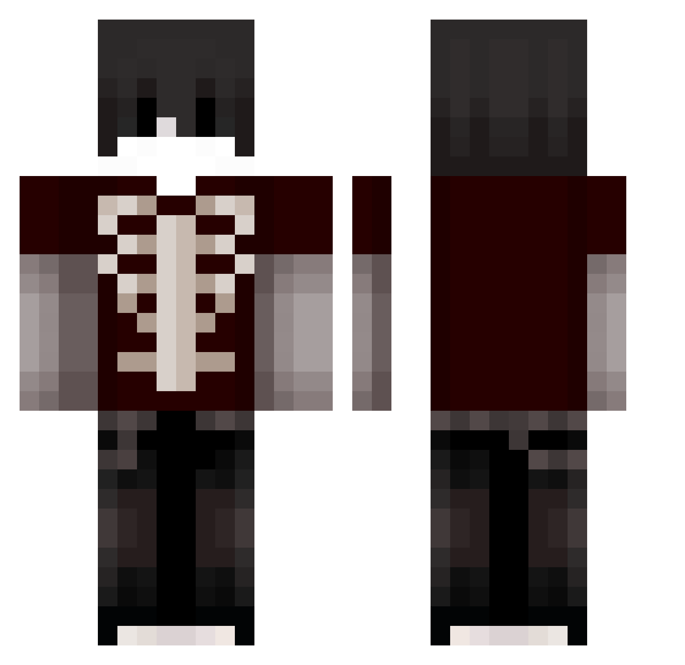 Jaaasiur Minecraft skin, front and back view