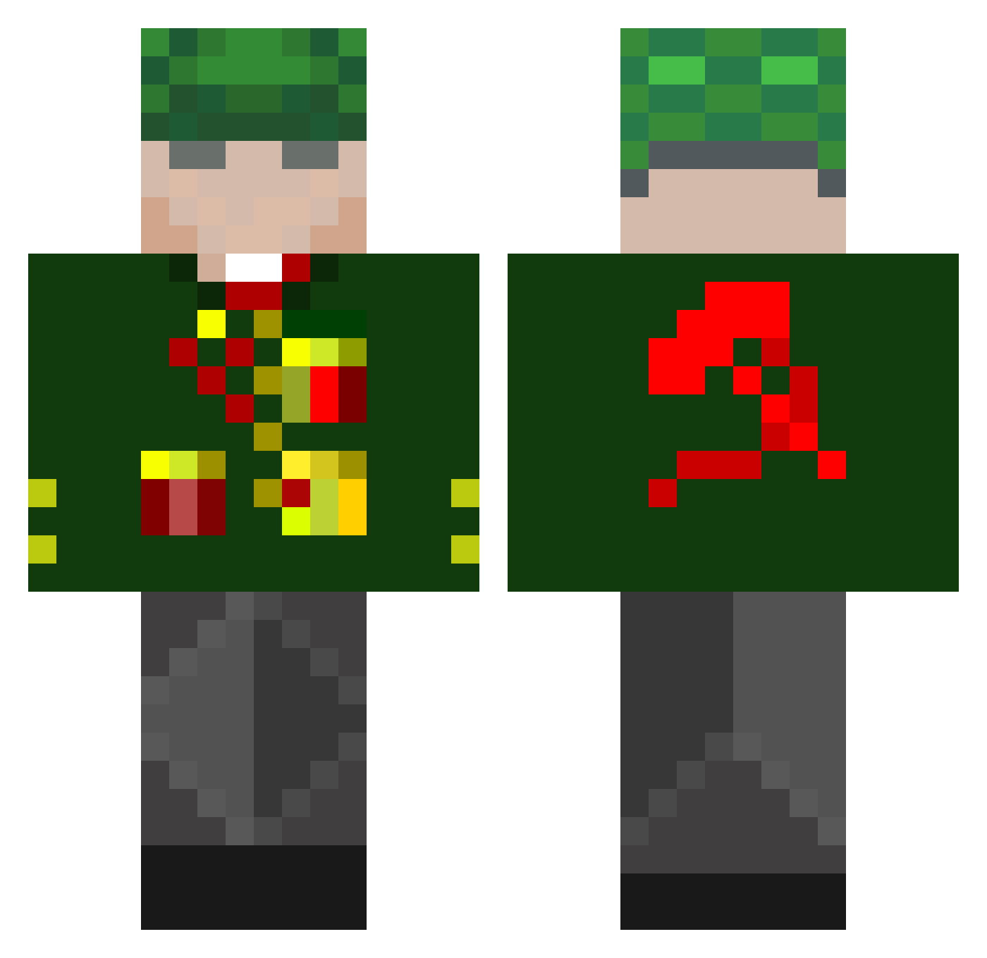 Pshcraft Minecraft skin, front and back view