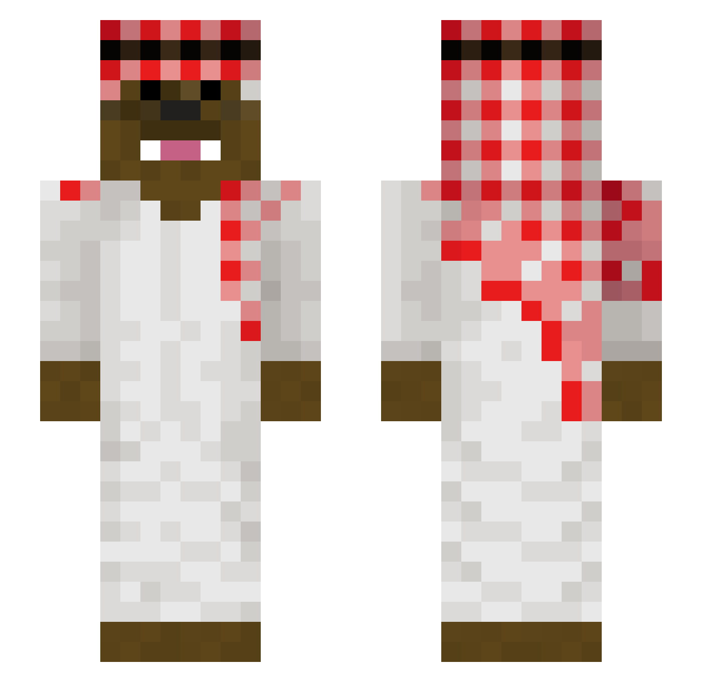 100B Minecraft skin, front and back view